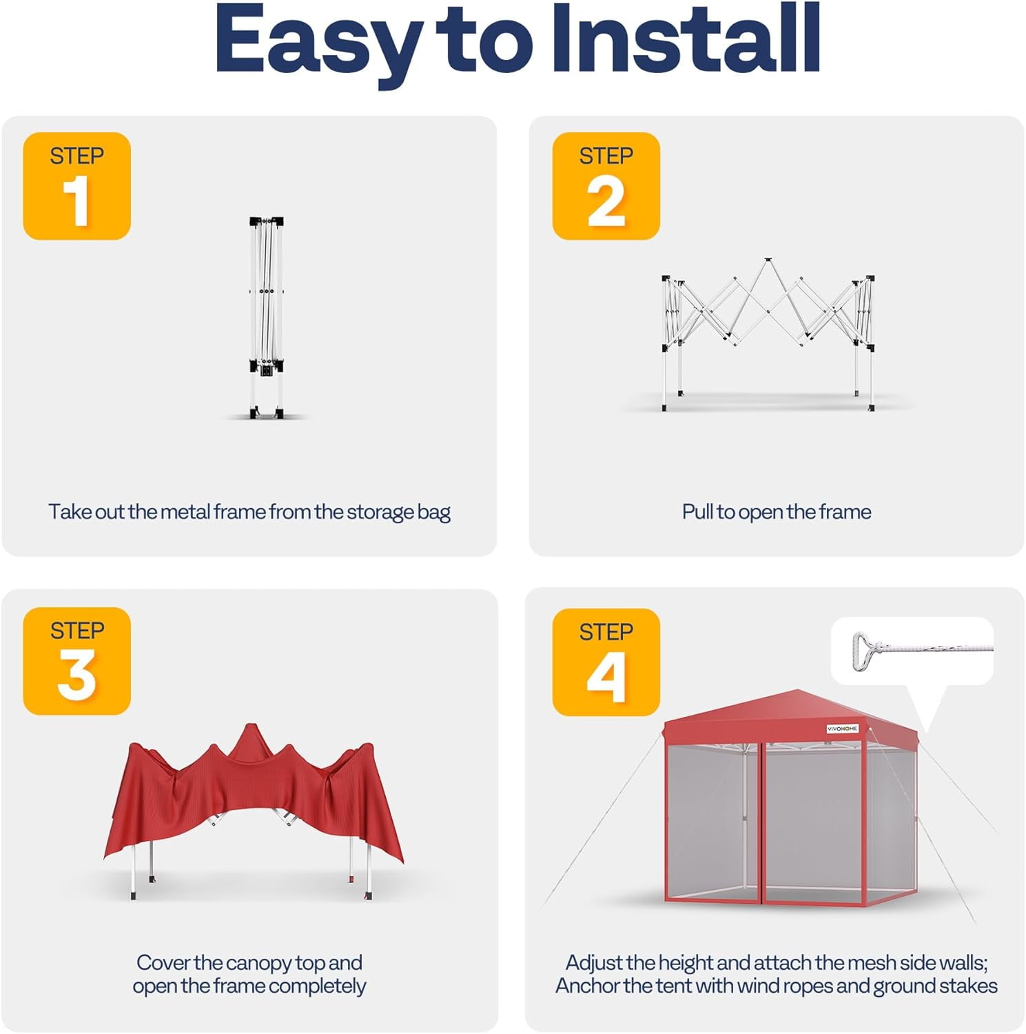 SPECSTAR 8 ft x 8 ft Easy Pop-Up Canopy Tent with Mesh Netting (Red, 8 ft x 8 ft) ui9ay