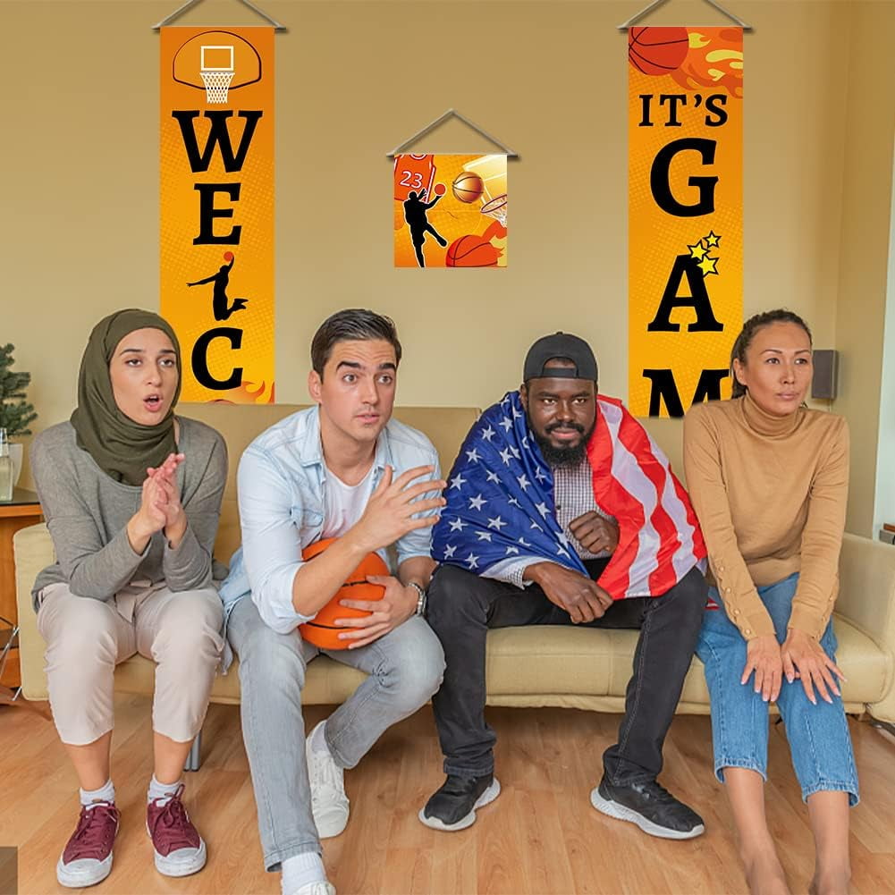 Generic Basketball Welcome Porch Banner Set (Orange, 11.8 in x 70.9 in) fuwjr