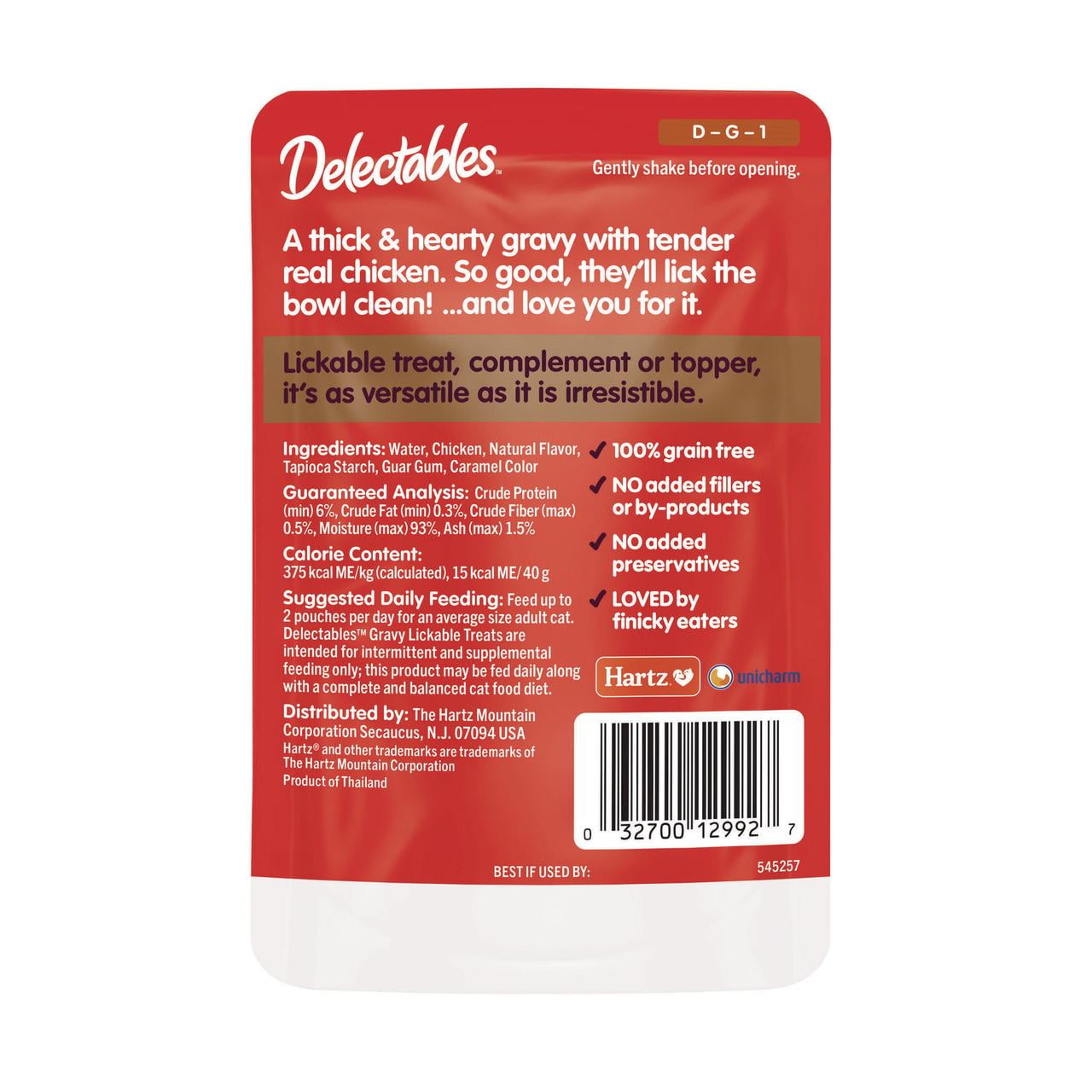 Hartz Delectables Lickable Wet Cat Treats, Chicken Flavor Gravy (1.4 oz) w3on2
