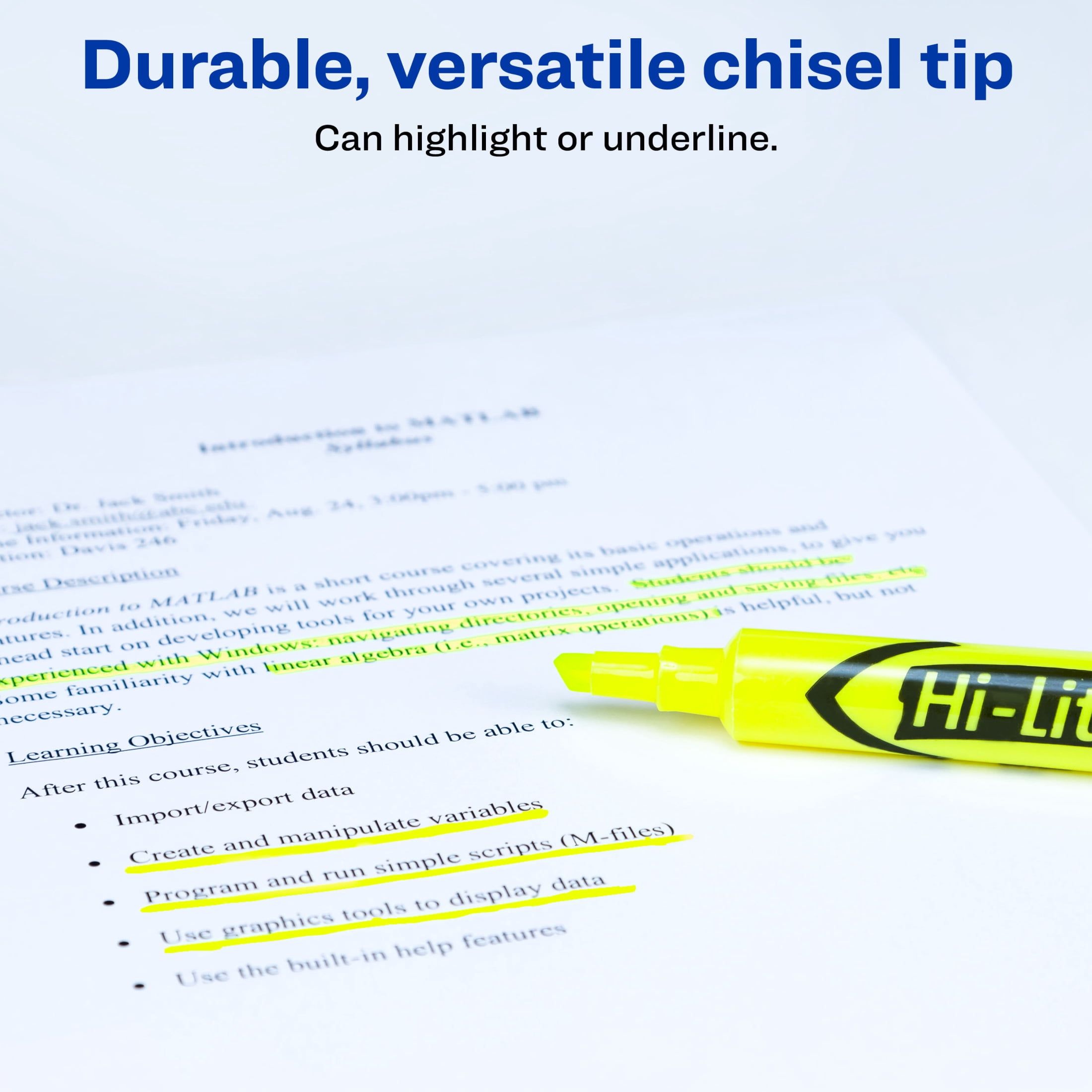 Avery Hi-Liter Desk-Style Highlighters, SmearSafe Ink, Quick-Dry (Yellow, 2 Pack) 19zdx