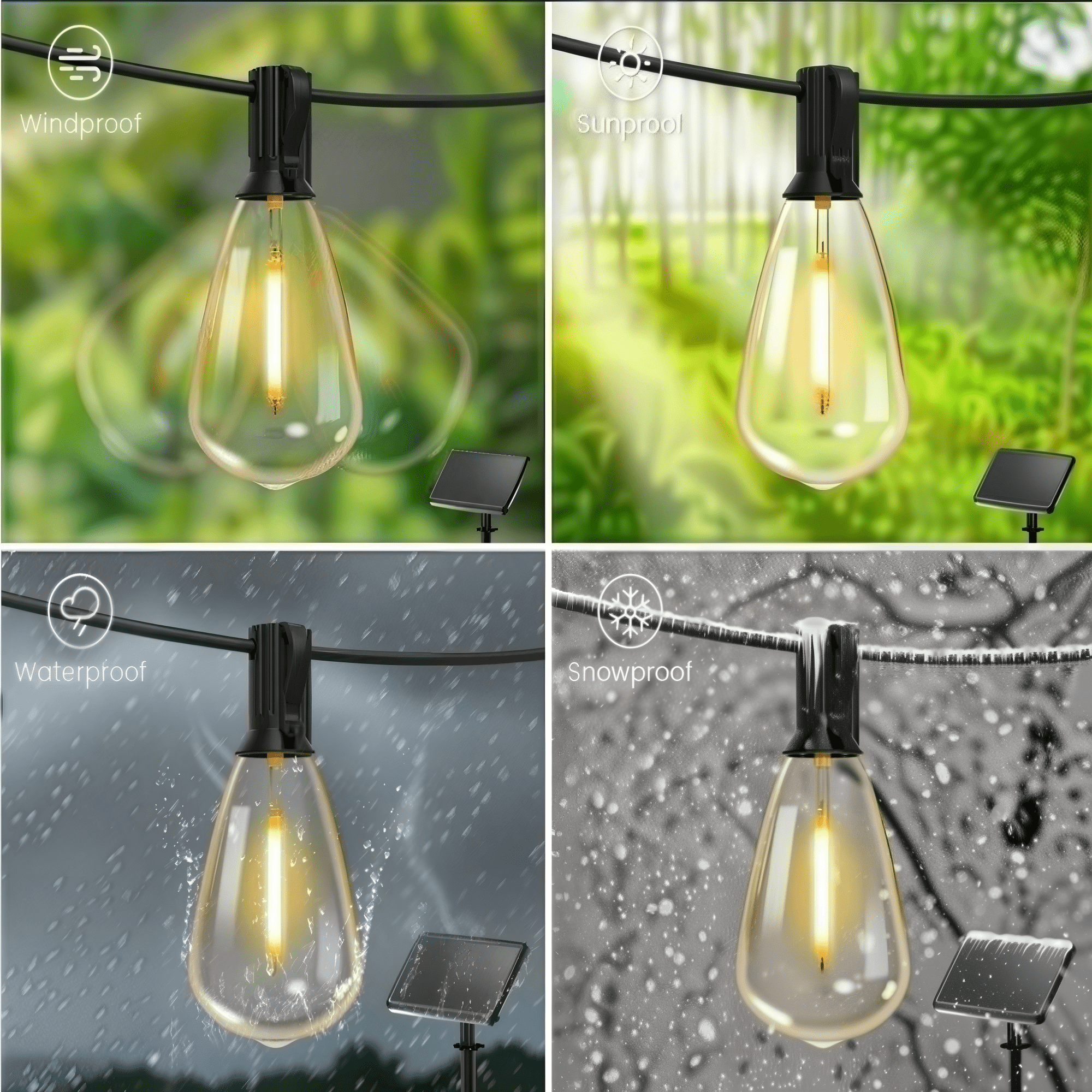 Volivo Solar Outdoor String Lights, Shatterproof Patio Lighting with 24 Vintage Edison Bulbs (Warm White, 100 ft) 3je2q