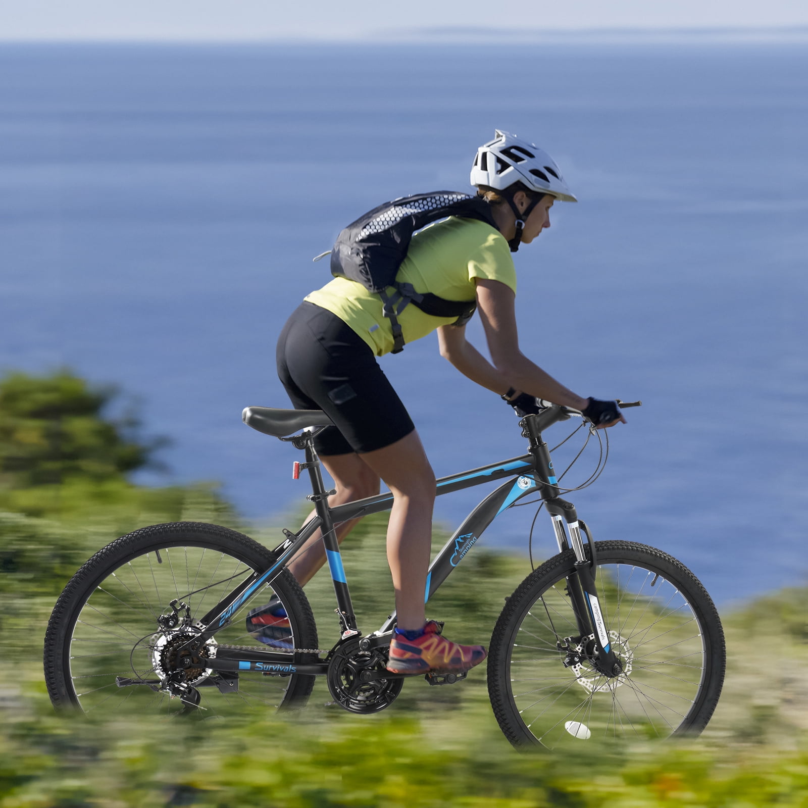 UBesGoo Mountain Bike 21-Speed Adult Trail Bicycle with Disc Brakes and Suspension (Black, 24 in) le69p