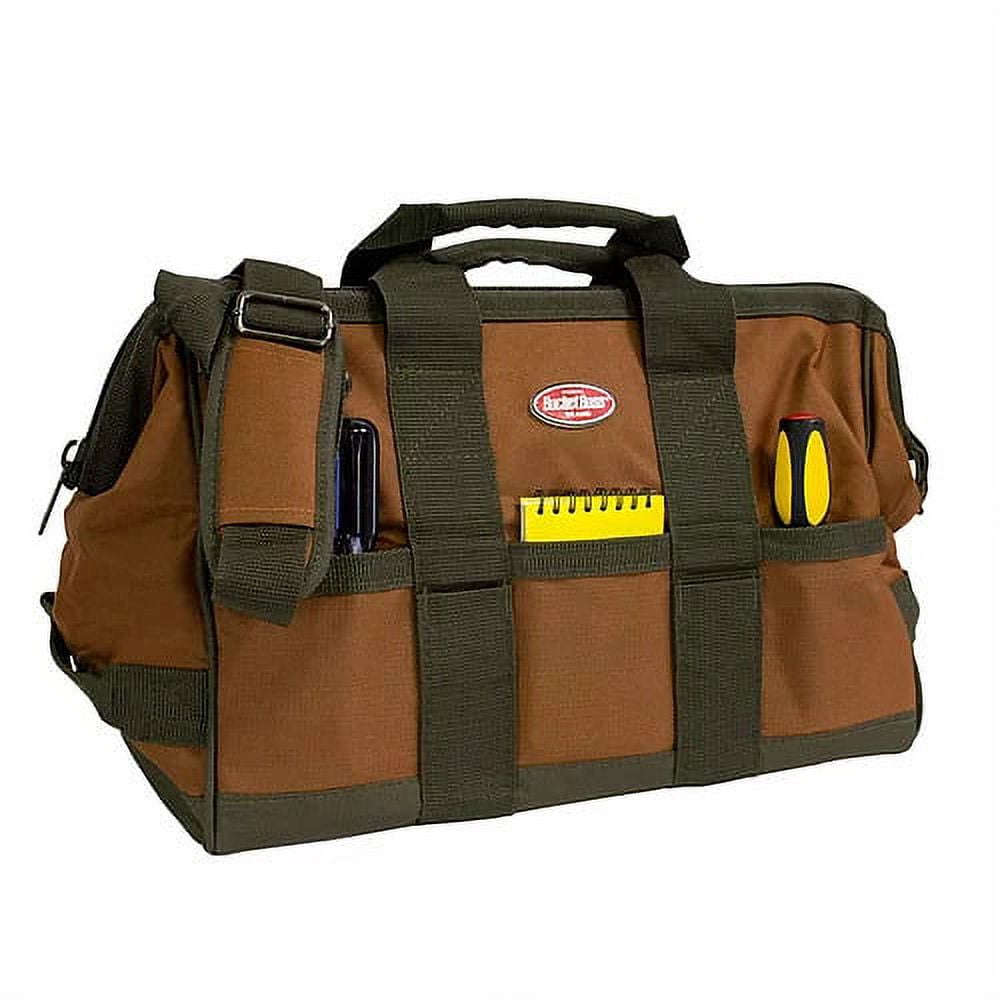 Bucket Boss Gatemouth Tool Bag Combo (Green and Brown, 12 in and 16 in 2-Piece Set) 255z7