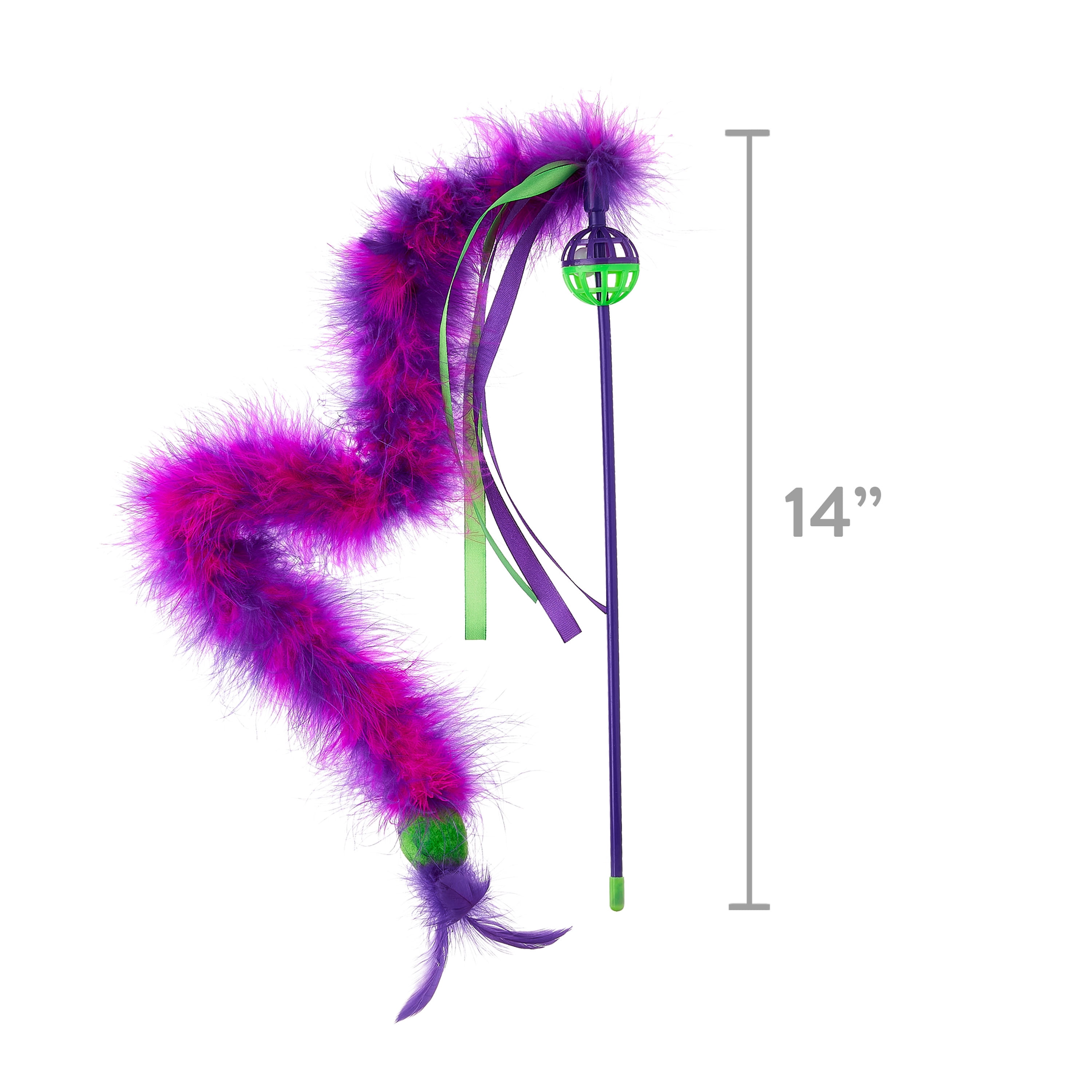 Vibrant Life Feather Wand Cat Toy Interactive Teaser with Bell (Multi-color, 1 Pack) 9gr7p
