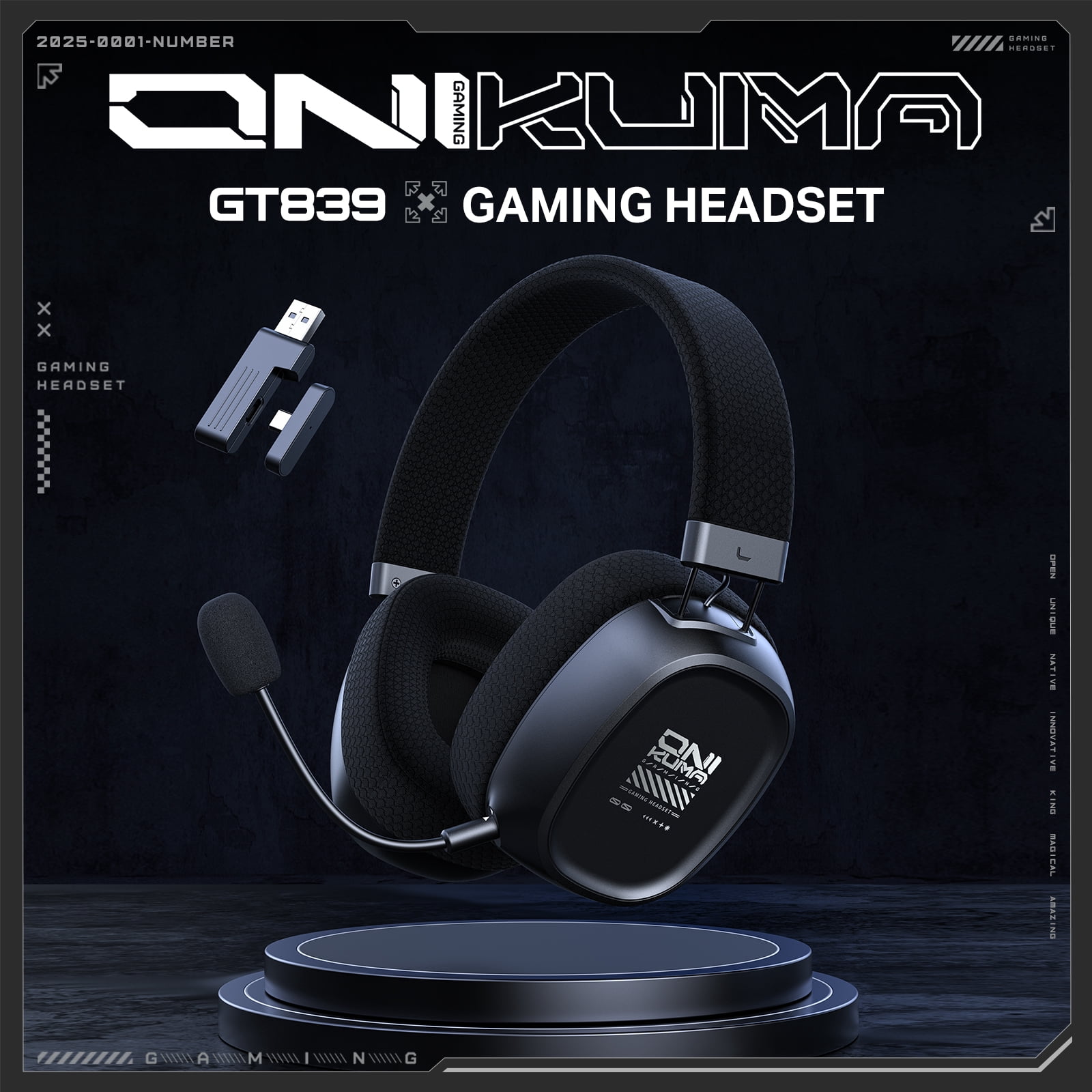 UVQYC Wireless Gaming Headset, 2.4G Bluetooth Surround Sound Headphones with Detachable Noise Canceling Mic (Black, 6.2 oz) dor9r