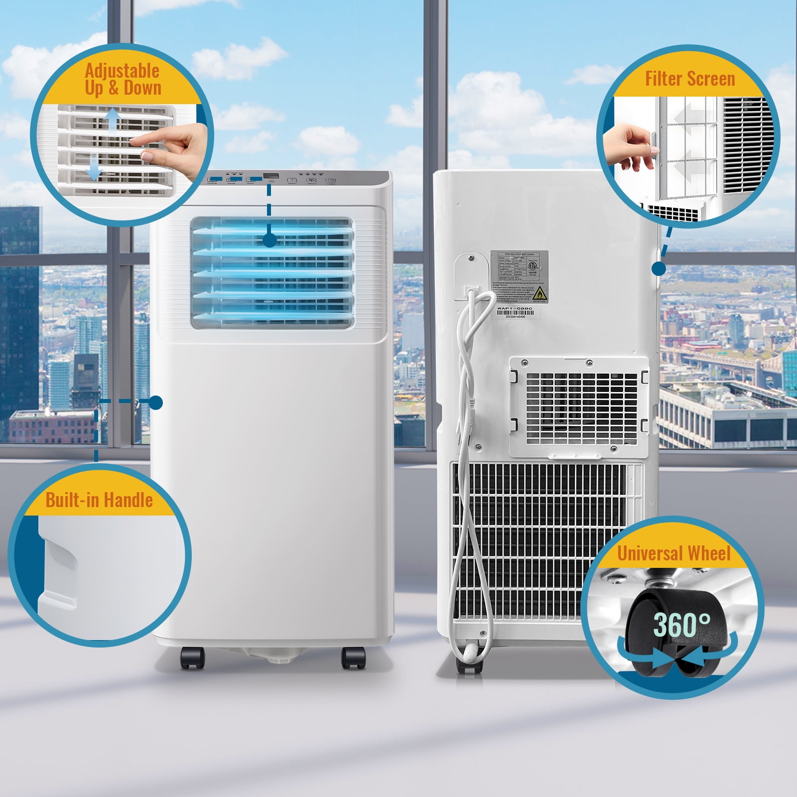 WANAI Portable Air Conditioner 8000 BTU Cooling Fan Dehumidifier (White, 250 sq. ft.) 4hb3e