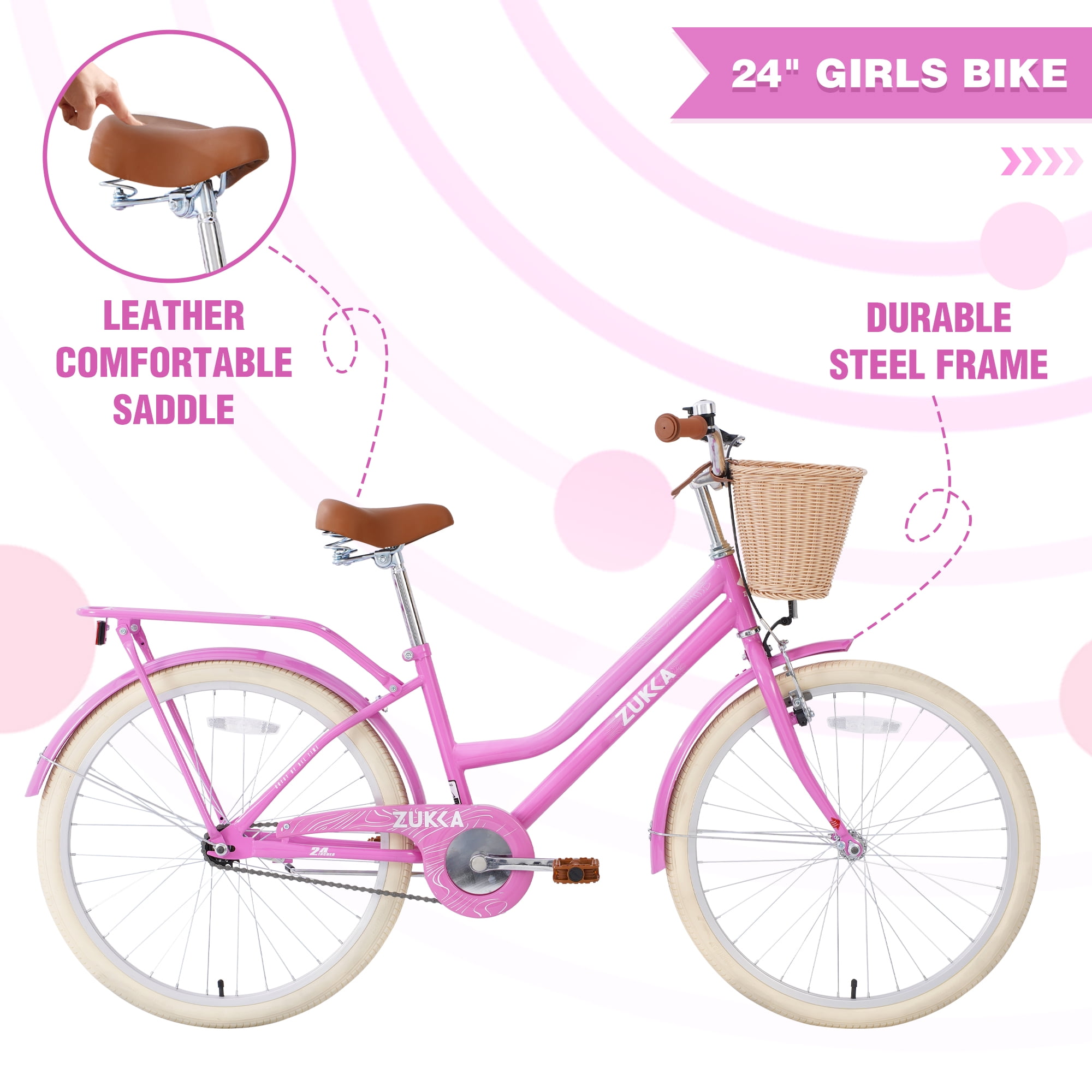 Cirayno 24 in Beach Cruiser Bike for Women, Single Speed Steel Frame City Bicycle (Purple, 24 in) 04onn