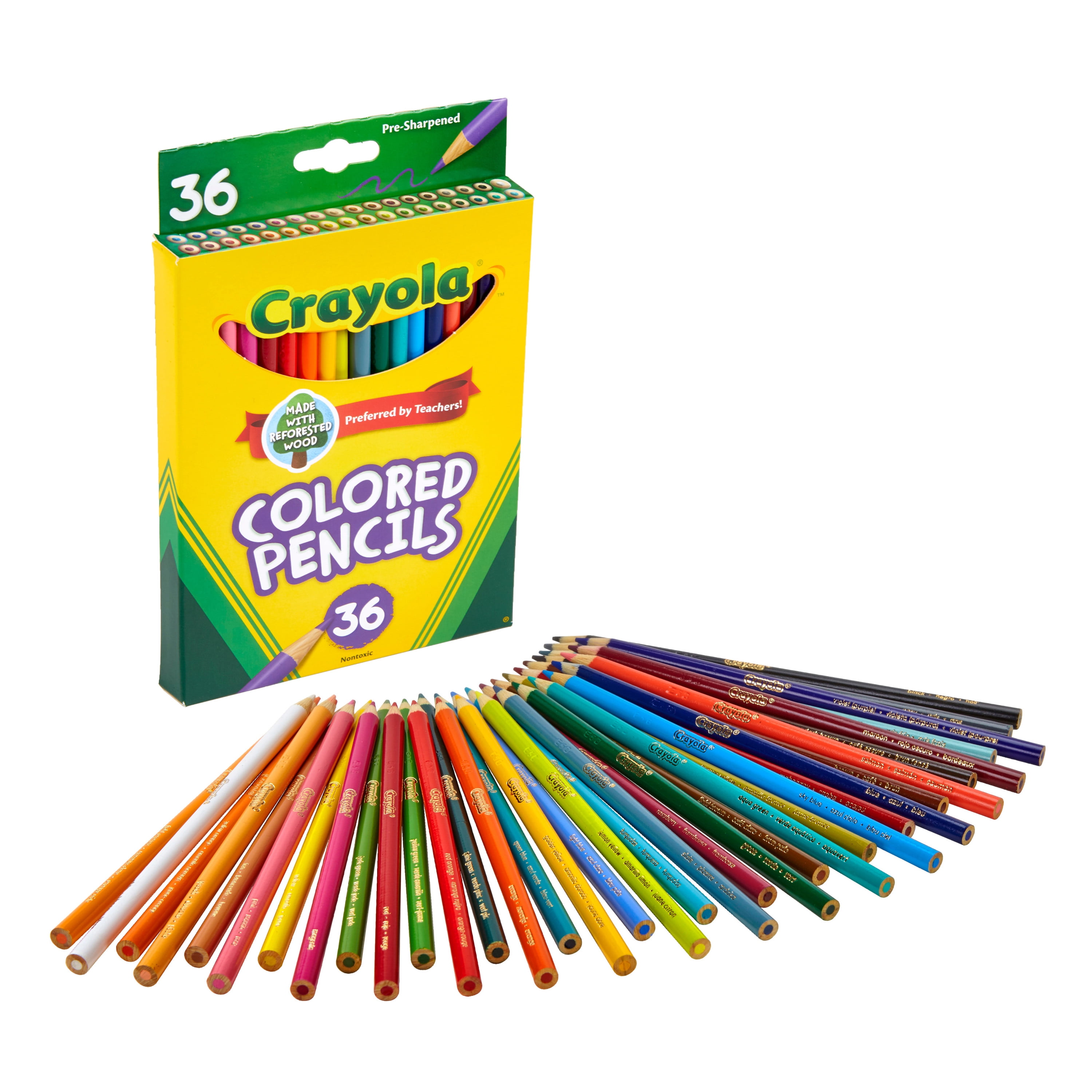 Crayola Colored Pencil Set, Vibrant Pre-sharpened Drawing Pencils for Art Projects (Assorted Colors, 36 Ct) 6mbcv
