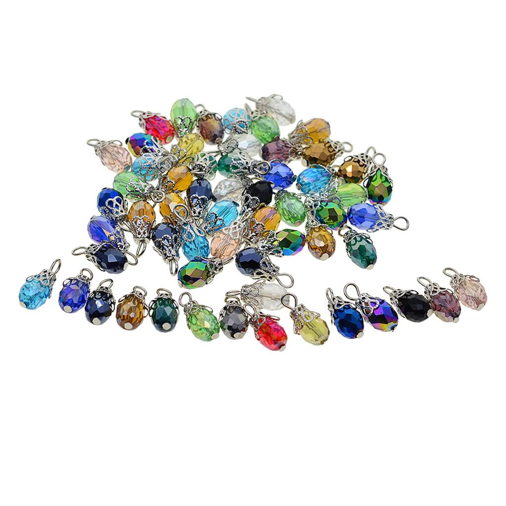 YIJU Crackle Glass Beads for Jewelry Making (Assorted Colors, 50 Pieces) 93omd