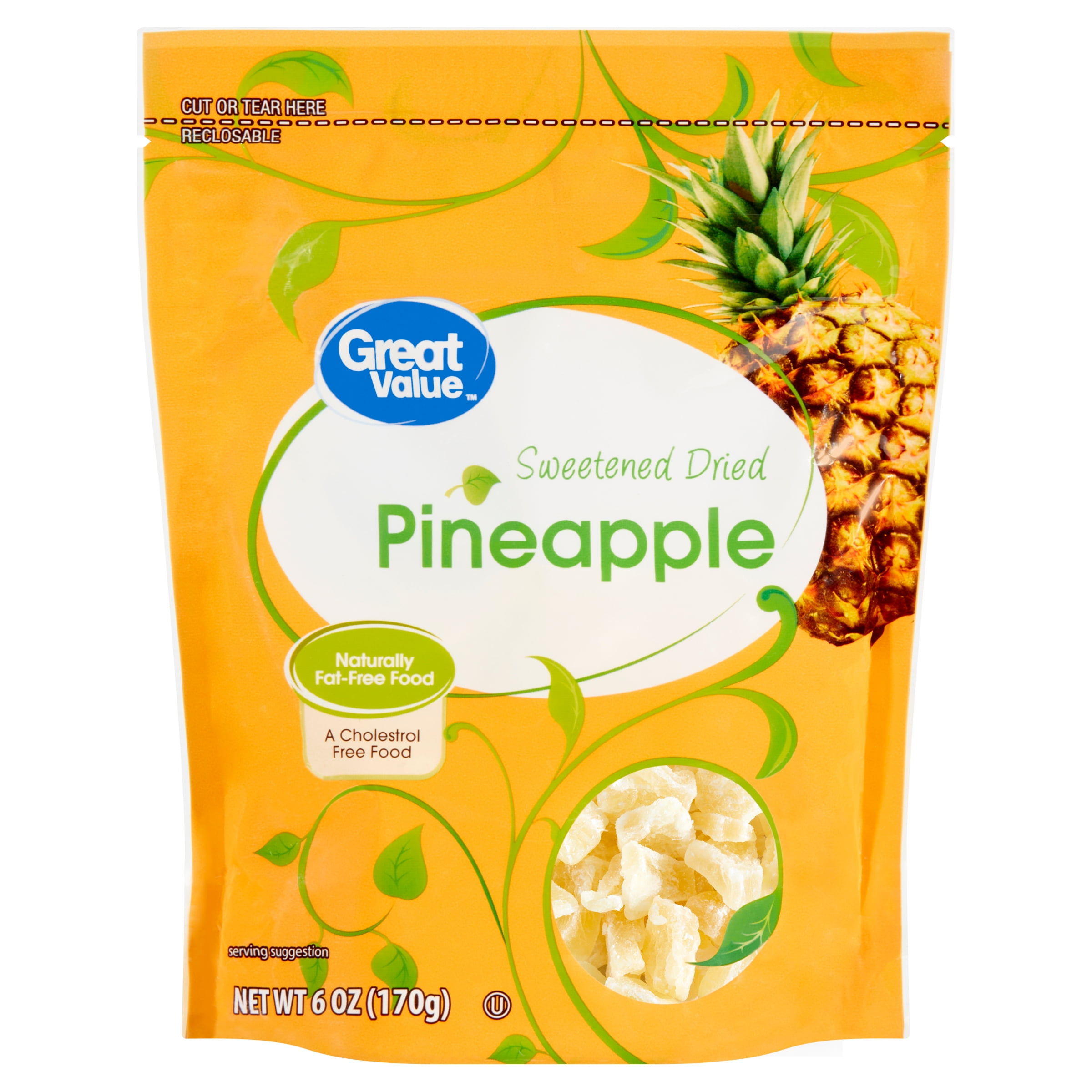 Great Value Sweetened Dried Pineapple Chunks (6 oz) 1e23j