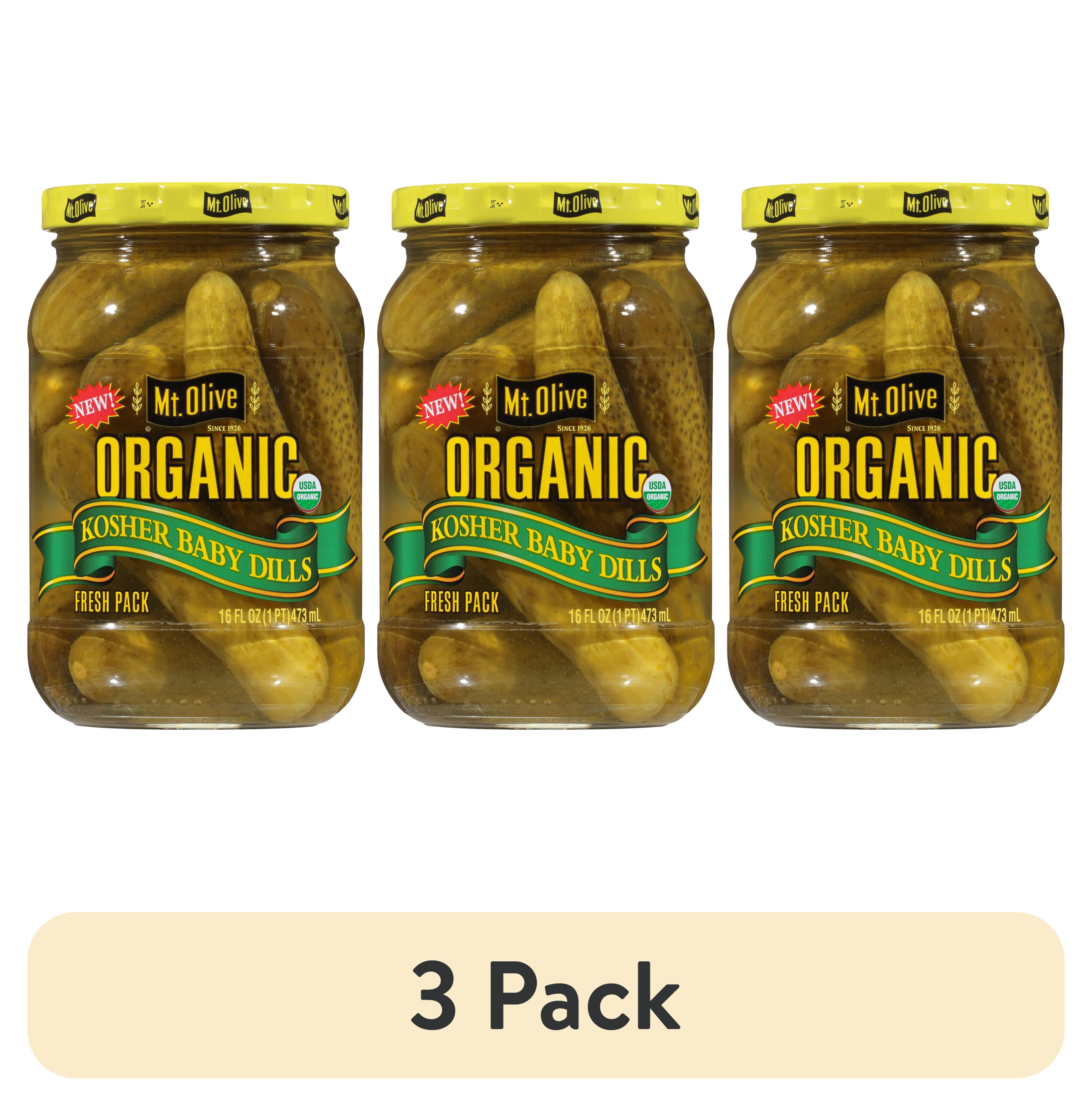 Mt. Olive Organic Kosher Whole Baby Dill Pickles (3 Pack, 16 fl oz) 2r01w