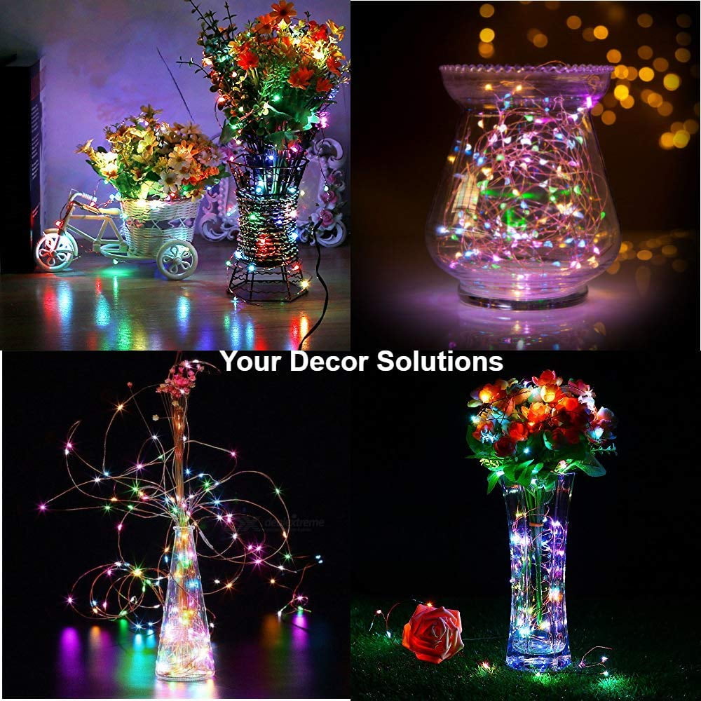 QISHI Solar LED String Lights, Waterproof Decorative Fairy Lights for Outdoor Patio Garden (Multicolor, 33 ft) ct5rl