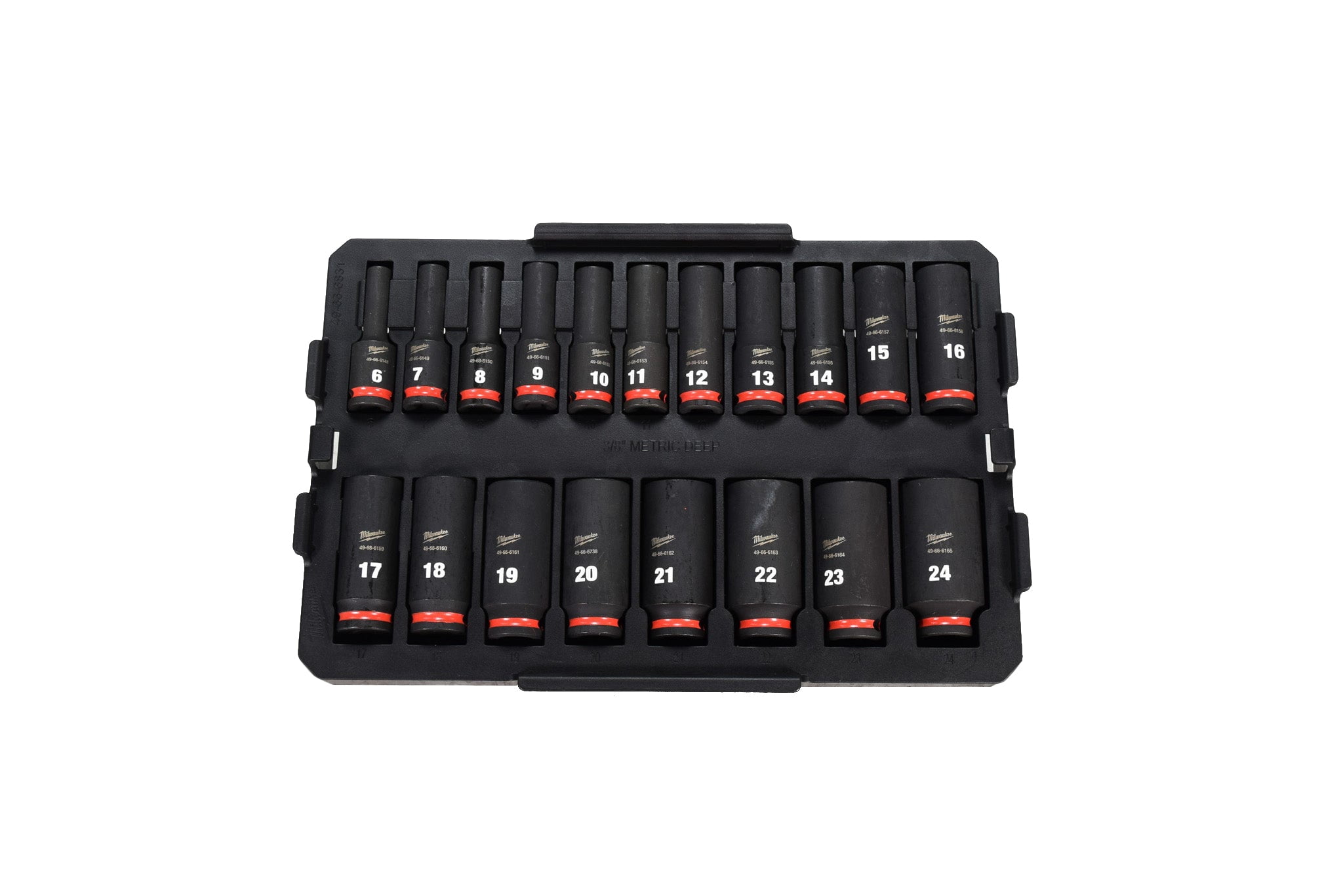Milwaukee SHOCKWAVE 19-Piece 3/8 in Drive Metric Deep Well Impact Socket Set with PACKOUT Organizer (Black, 19-Piece) jrgl6