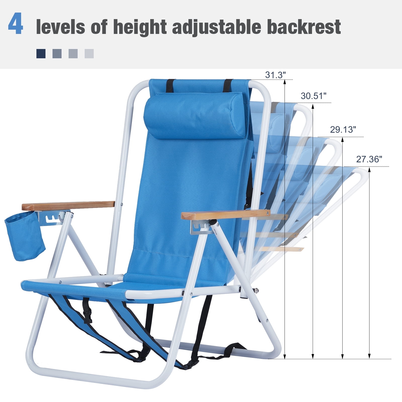 Ktaxon Portable Folding Beach Chair (Blue, 1 Pack) 3csda