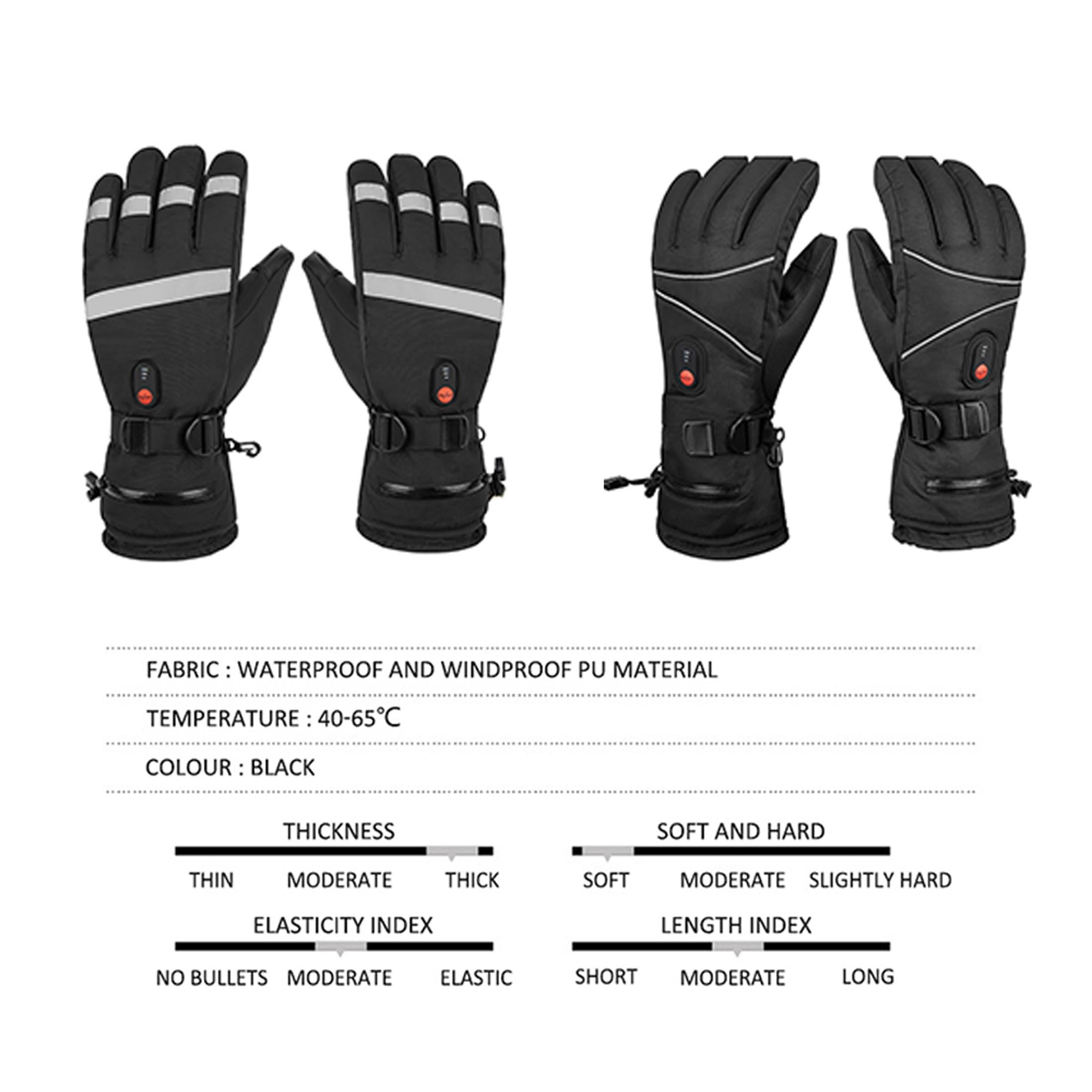 Generic Heated Motorcycle Gloves, Waterproof Windproof Touchscreen Winter Gear (Black, 6000mAh Battery) xoy2j