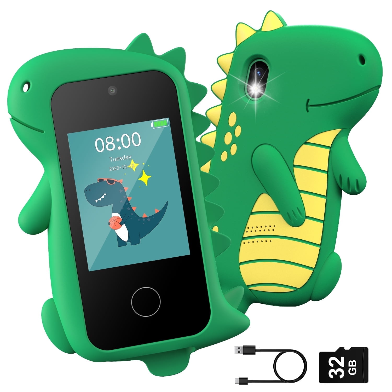Gofunly Kids Smartphone Toy with Dual Camera and 32GB SD Card (Green, 2.8 in) 6d9p7