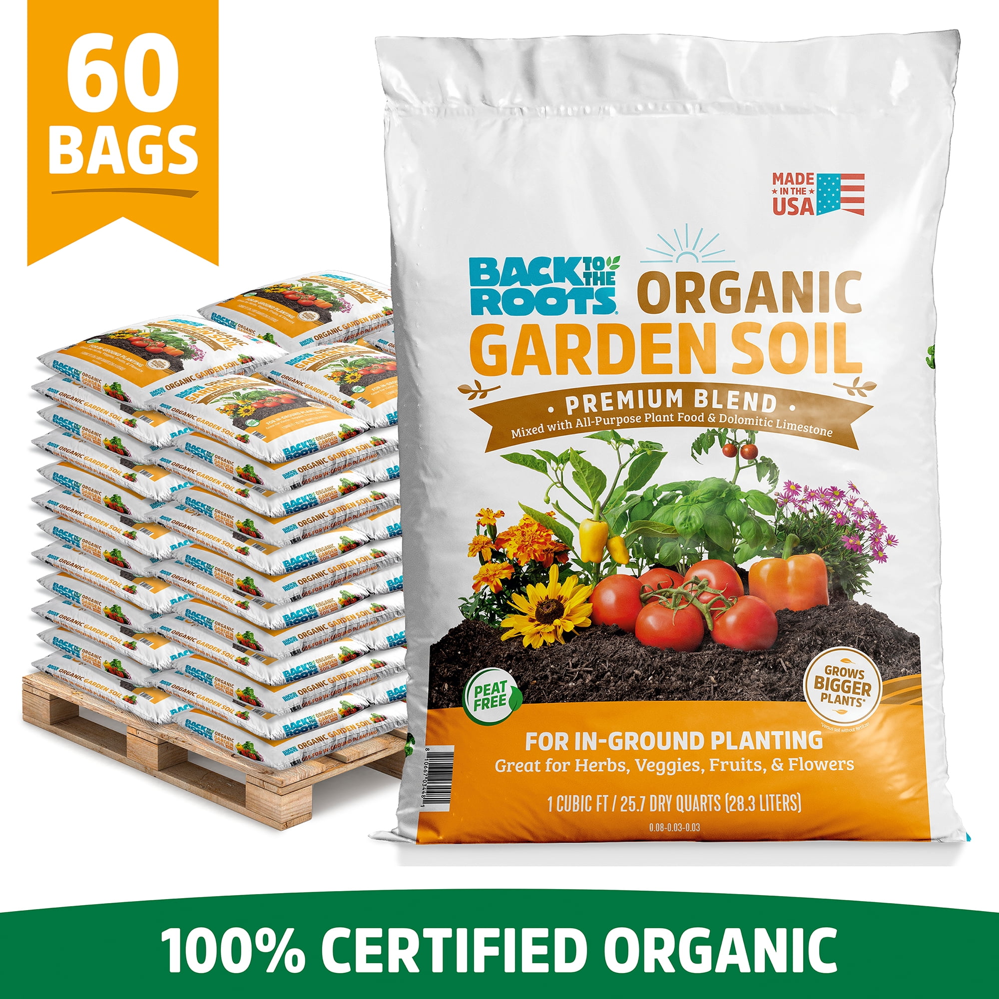 Back to the Roots Organic Garden Soil Pallet (All-Purpose Planting Mix, 60 Bags, 60 cu. ft.) 562th