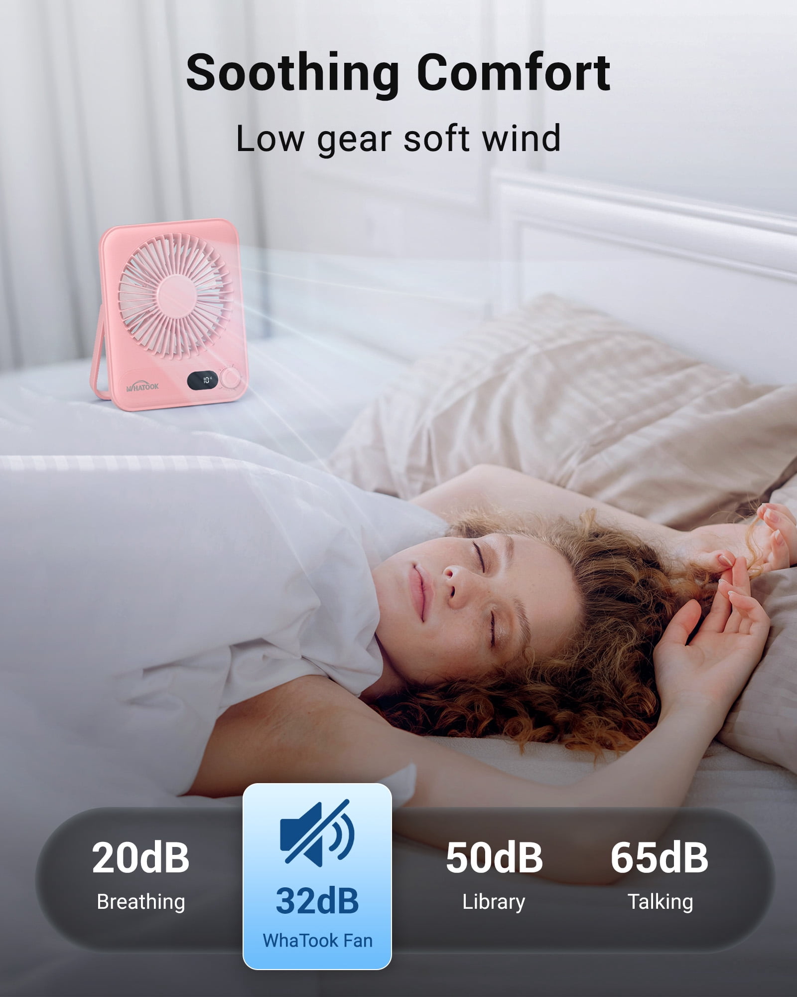 Kidsjoy Portable Desk Fan, USB Rechargeable Personal Fan with LED Power Display, 100-Speed Adjustable Airflow, 180° Tilt Folding Design (Pink, 1.57 x 6.88 x 5.71 in) tum9a