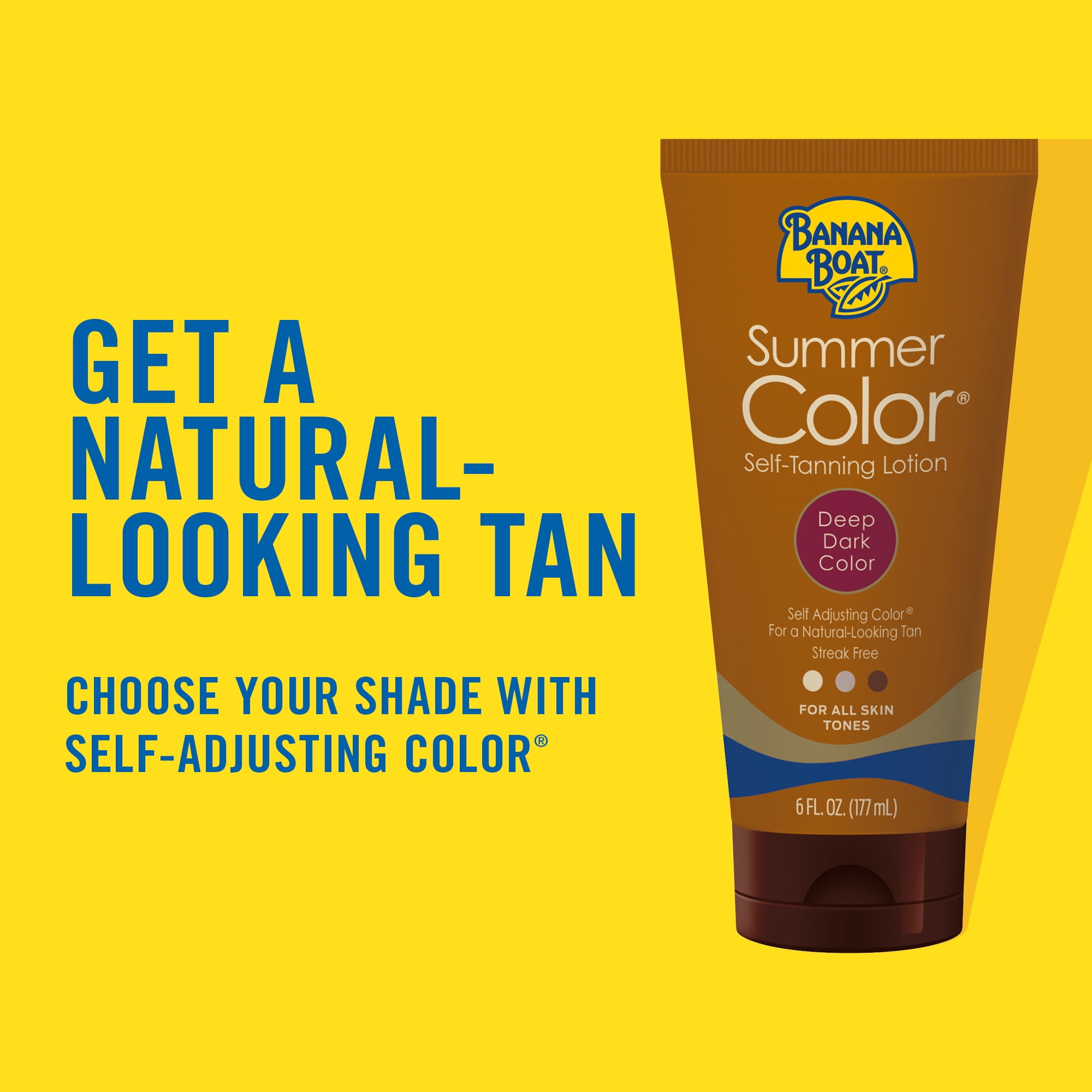 Banana Boat Summer Color Self-Tanning Lotion, Streak-Free Natural Glow, Deep/Dark (6 fl oz, 2 Pack) tgmeg