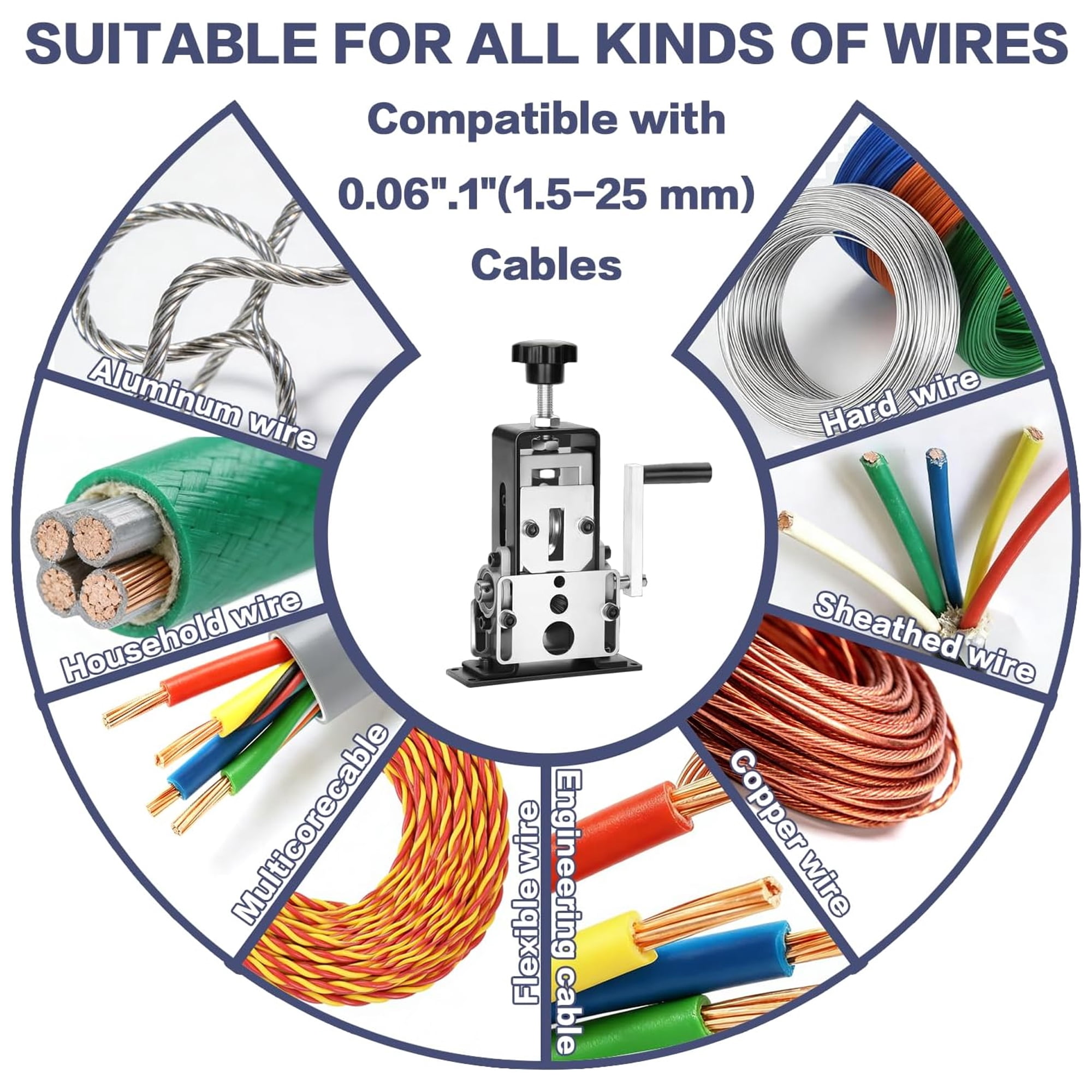 DEXIMRO Wire Stripping Machine for Copper Recycling, Manual and Drill Powered Cable Peeler (Silver, 0.06-1 in) 85qvu