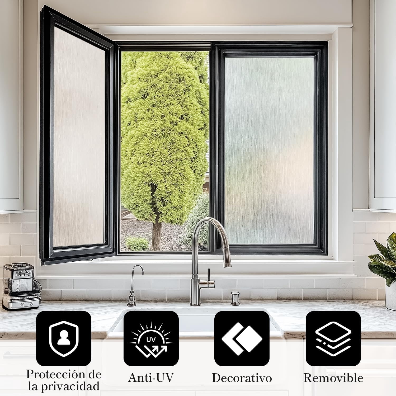 DUONER Frosted Window Privacy Film Static Cling Decorative Glass Covering for Home and Office (White, 11.8 in x 78.7 in) 2hv3q