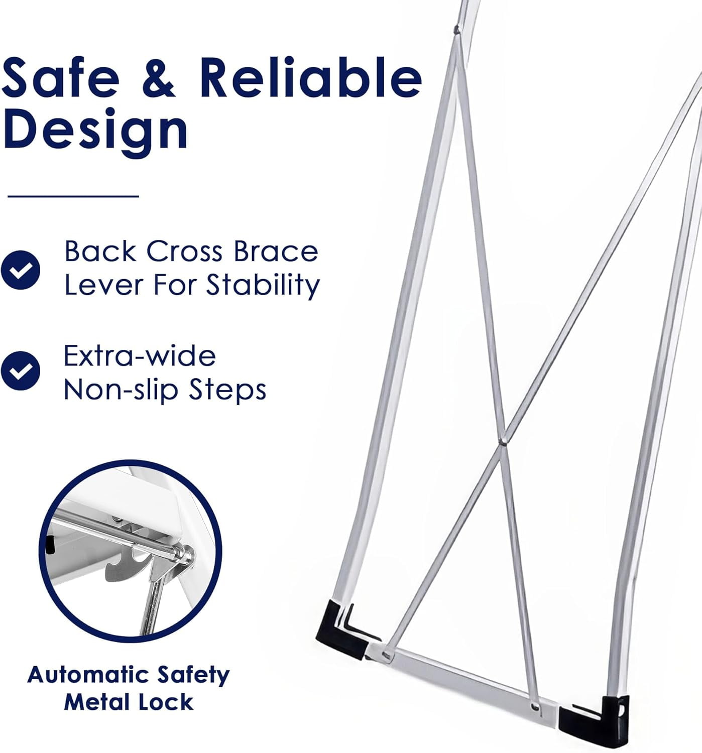 Upgo 4-Step Folding Ladder, Heavy-Duty Portable Step Stool with Anti-Slip Pedals and Safety Handrail (White, 330 lb Capacity) zf6re