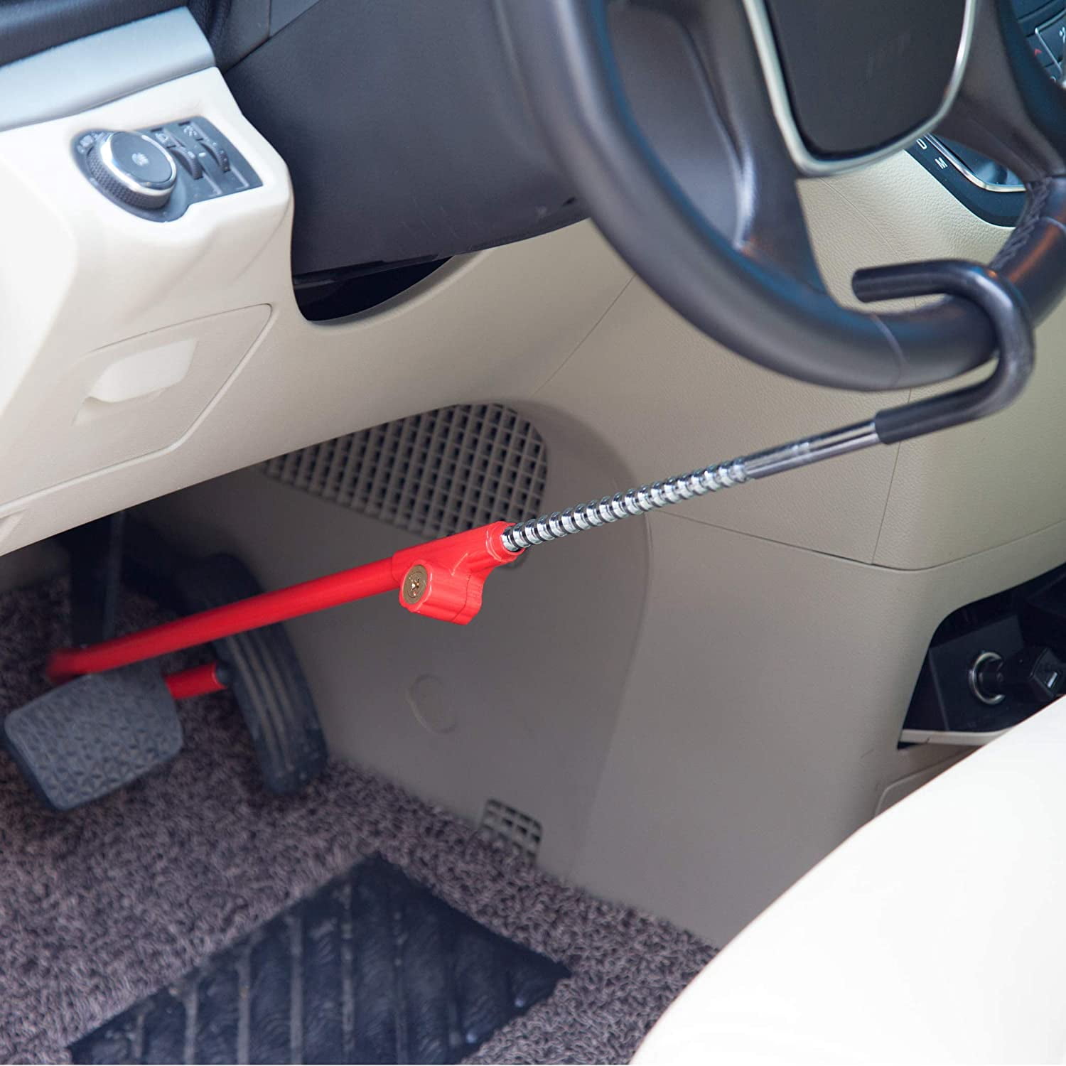 FATFOX Steering Wheel Brake Lock, Heavy-Duty Vehicle Anti-Theft Security Pedal Immobilizer (Adjustable 21 in - 30 in) mxnp7