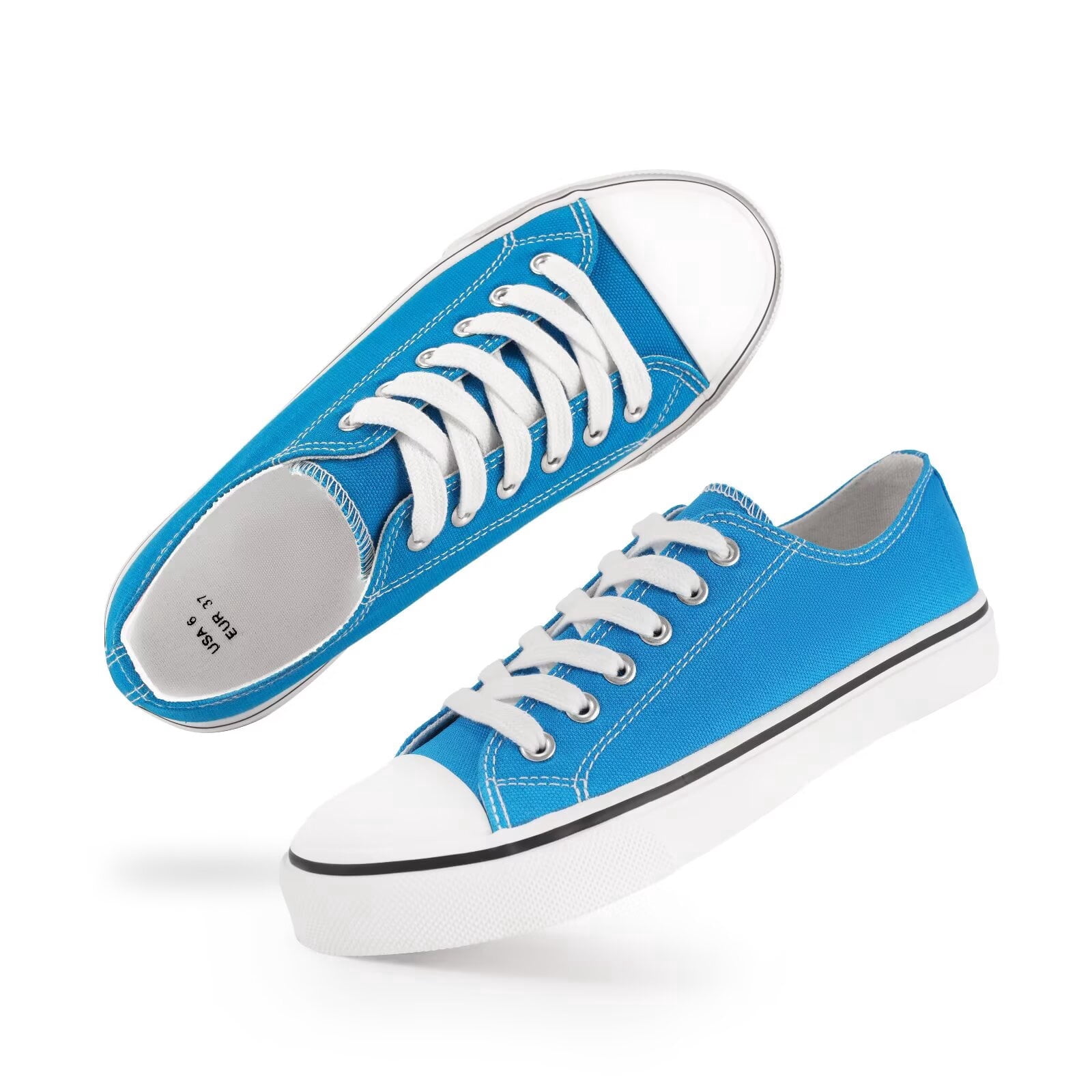 KEINDI Women's Classic Canvas Sneakers Low Top Lace-Up Casual Shoes (Turquoise, 8 US) qipym