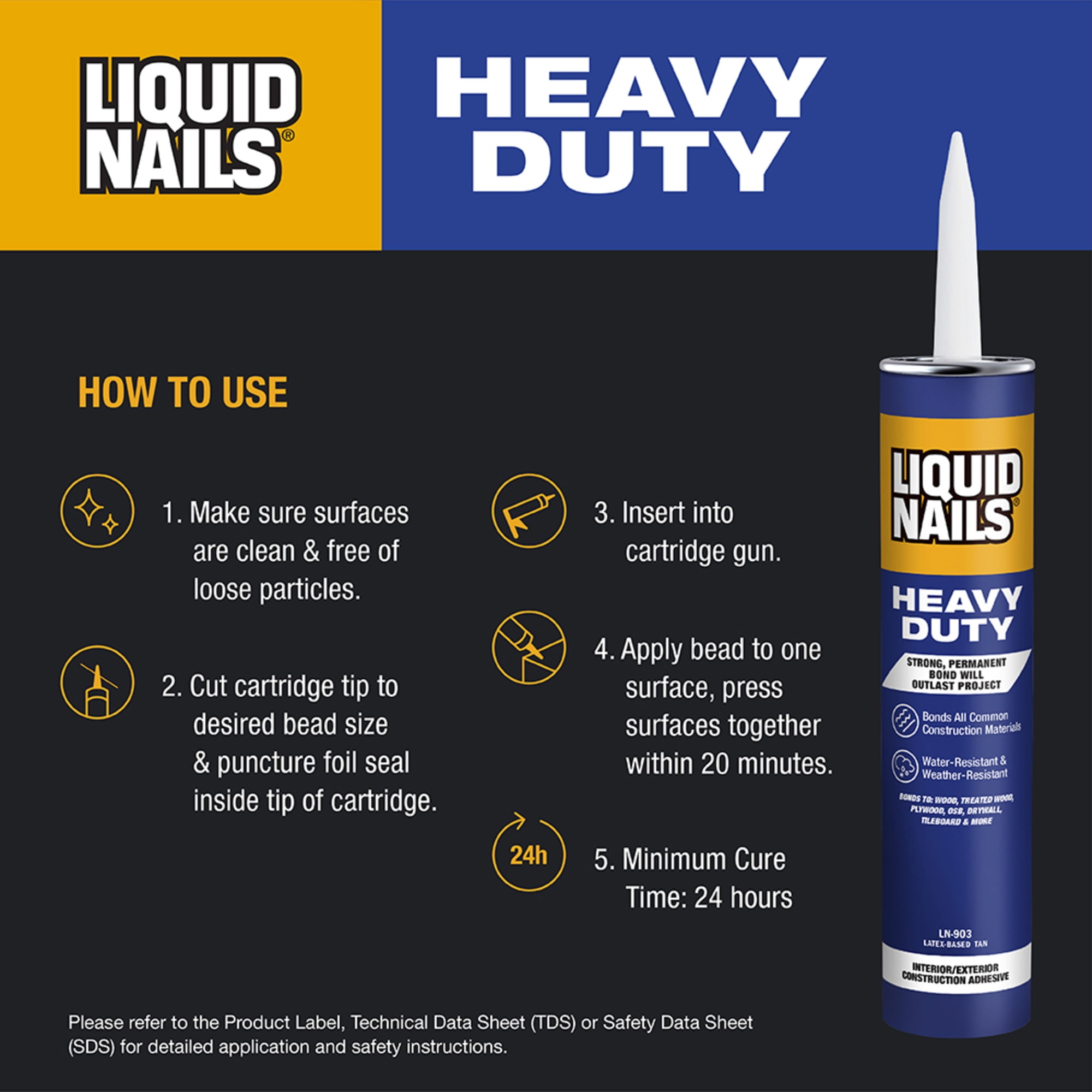 Liquid Nails Heavy Duty Construction Adhesive (White, 10 oz) k5osr - Image 3