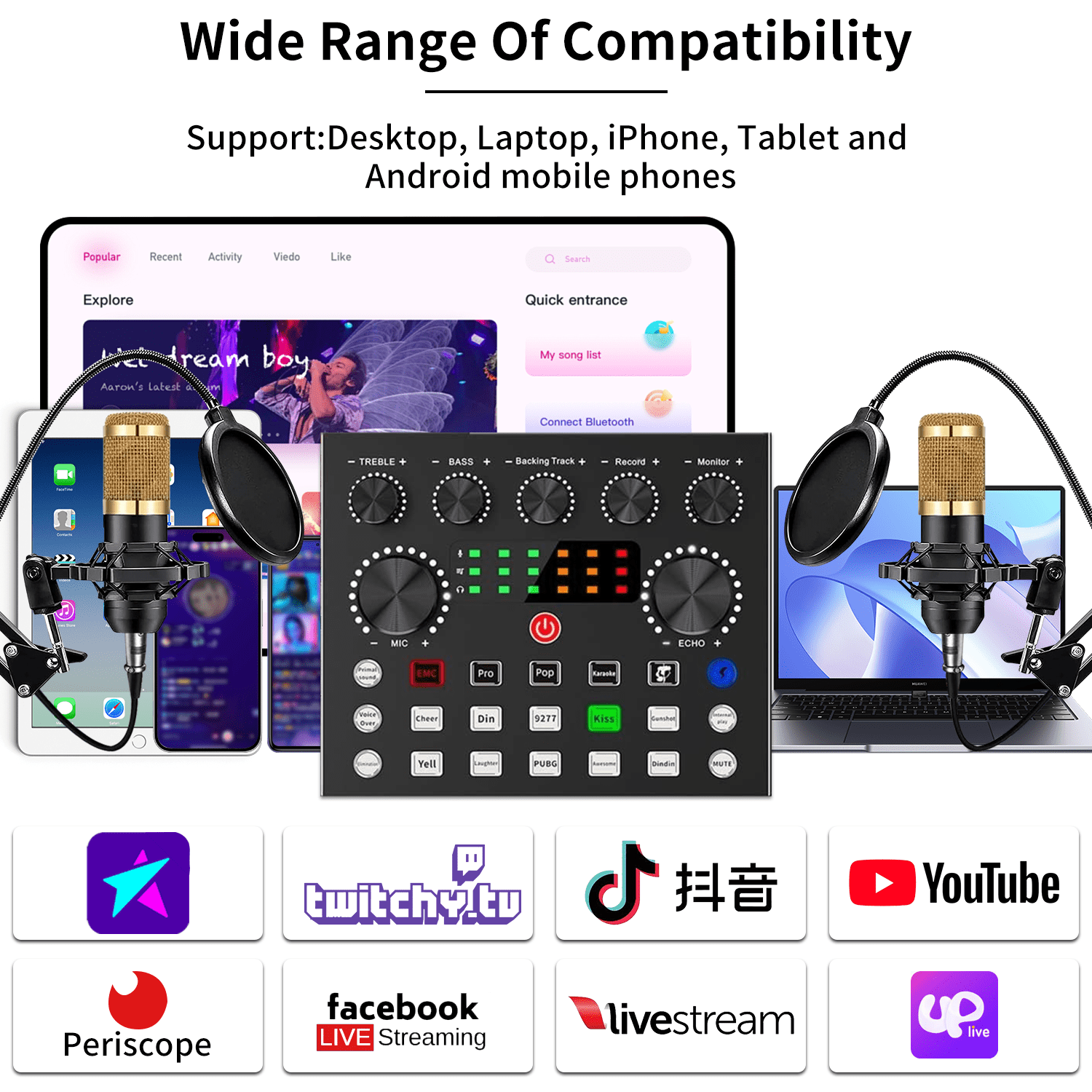 ENROSLU BM-800 Podcast Microphone Bundle Kit with Sound Card and Adjustable Arm Stand (Black, 1 Piece) 2aljv