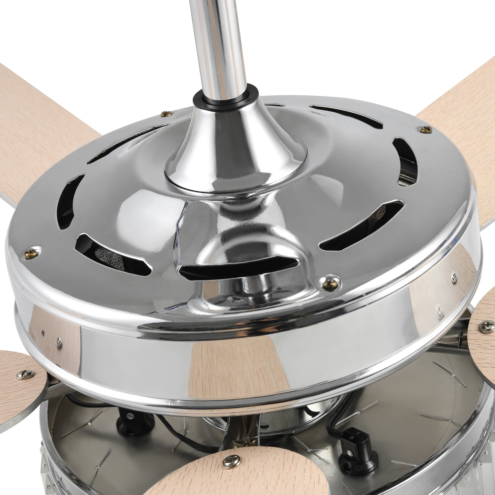 Dextrus 52 in Chandelier Ceiling Fan with Remote, Crystal Light Fixture, Silent Reversible Motor, Chrome (52 in) 6qwa1