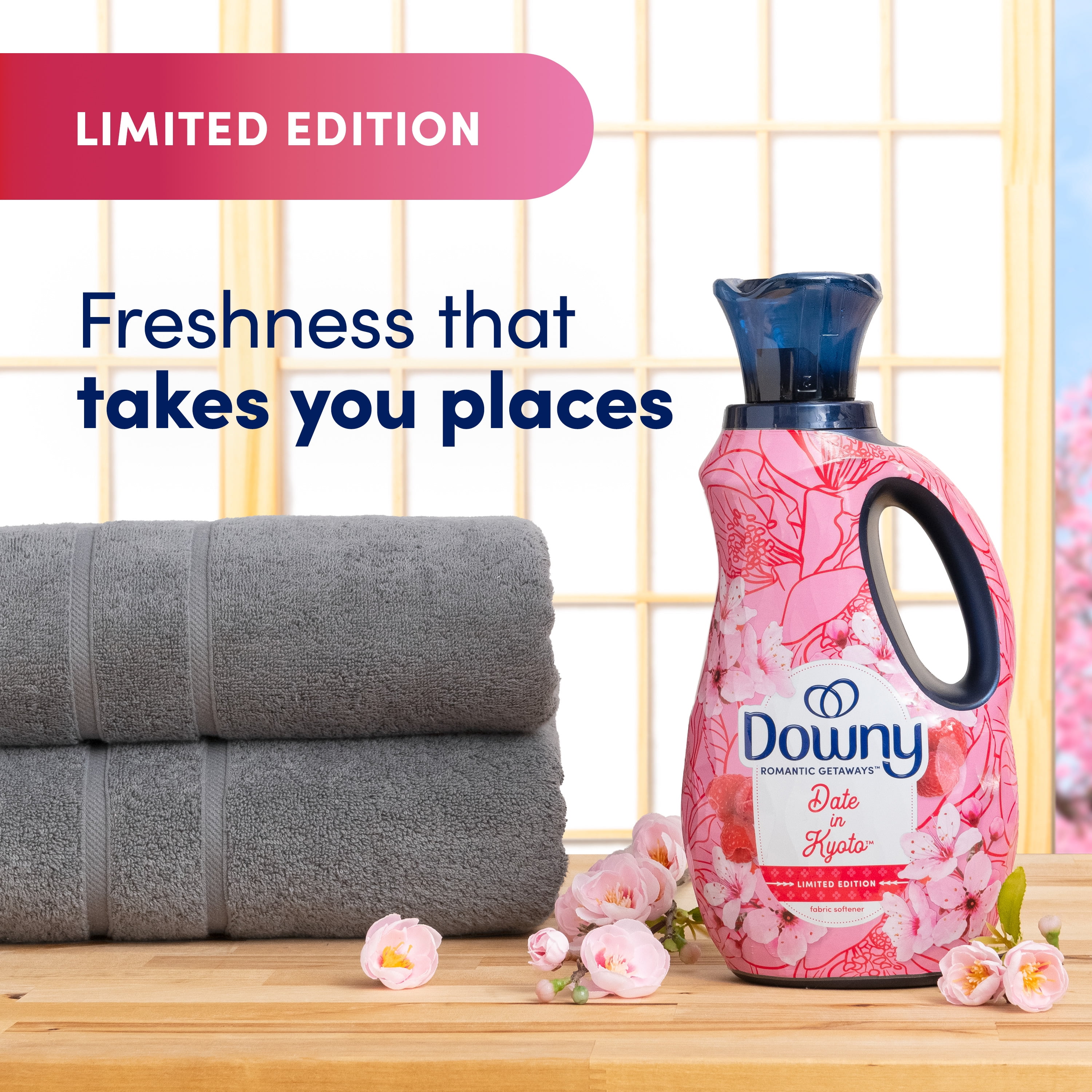Downy Romantic Getaways Liquid Fabric Softener, Date in Kyoto Floral Scent (38 fl oz) rm0k8