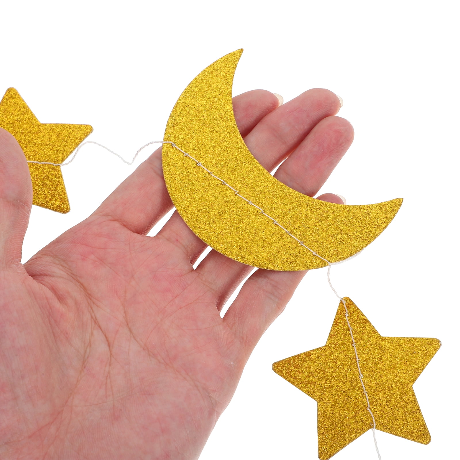 MRLESS Star and Moon Paper Garland Banner Hanging Decoration for Party (Gold, 13 ft) a787x