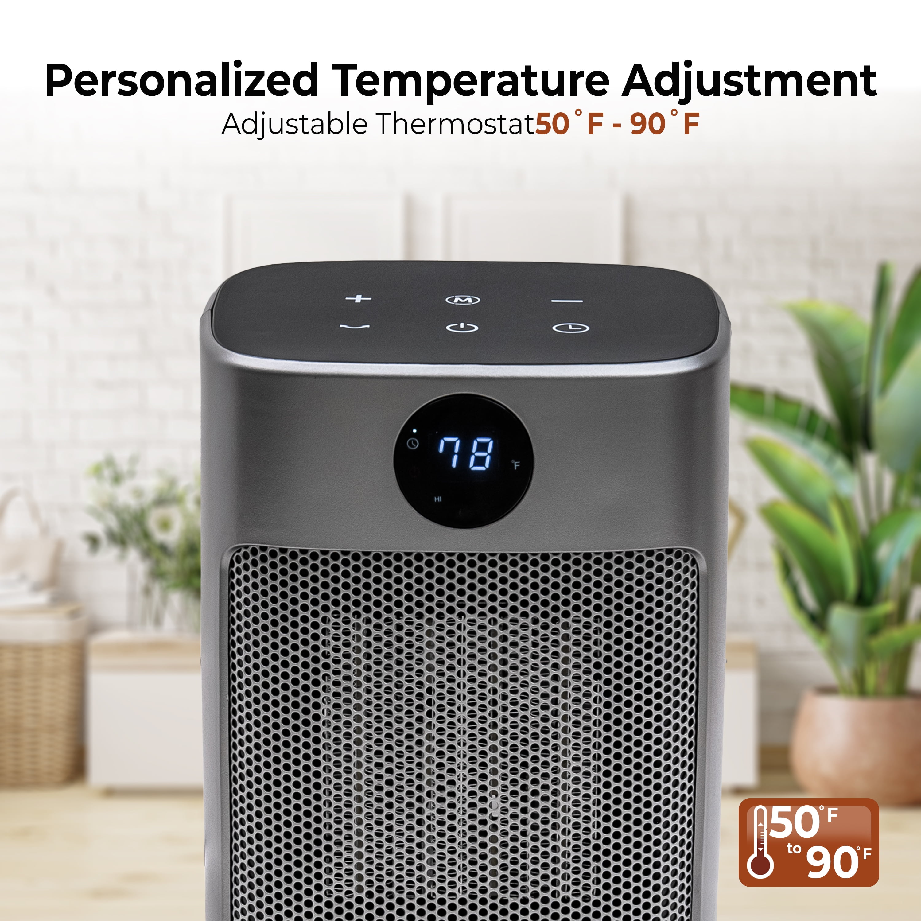 Comfort Zone Oscillating Desktop Space Heater with Remote and Thermostat (Silver, 10 in) wwi6r