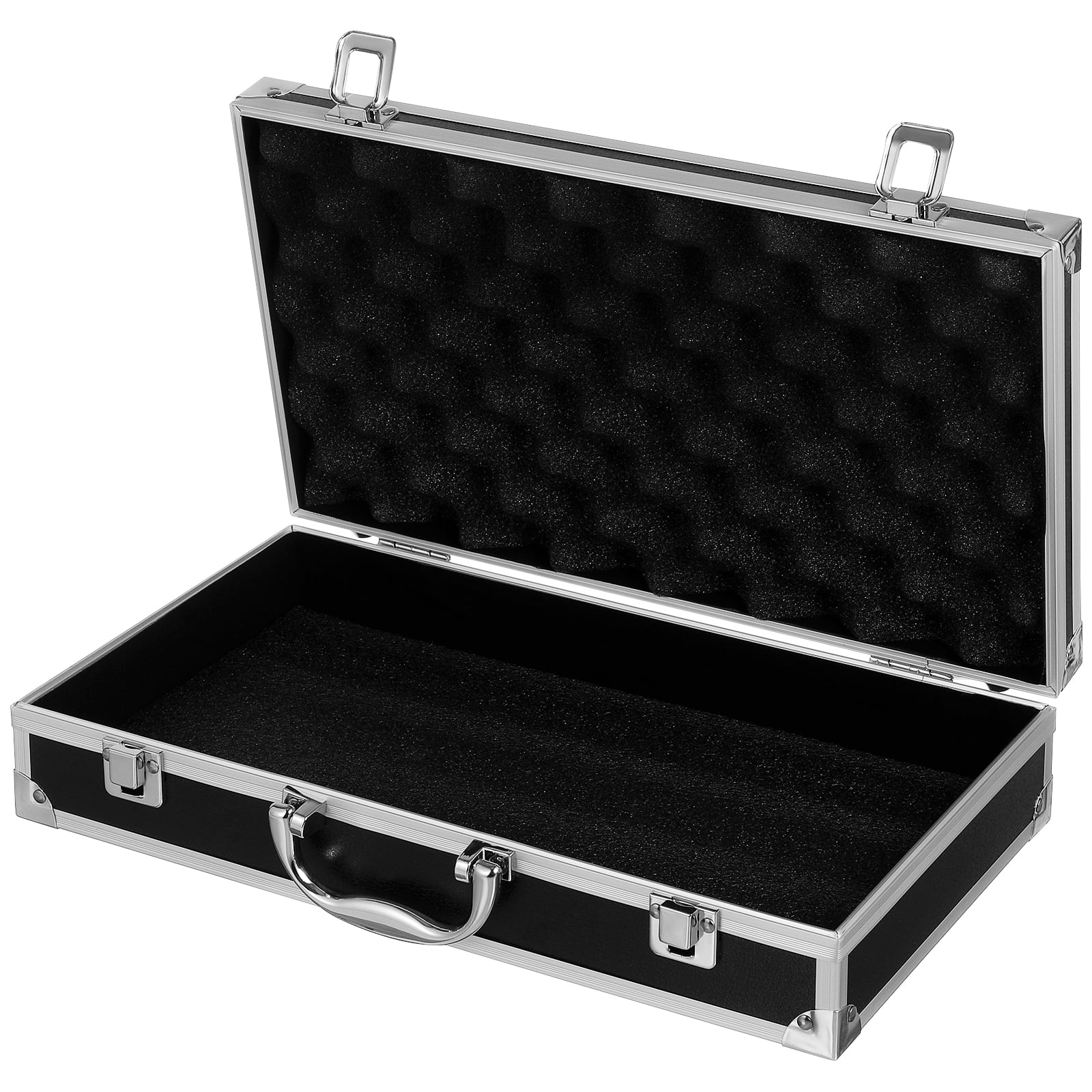 Qifull Lockable Aluminum Alloy Carrying Case, Secure Medicine Box with Combination Lock, Shockproof Storage Organizer (Black, 14.15 x 7.86 x 2.95 in) 0z0yk