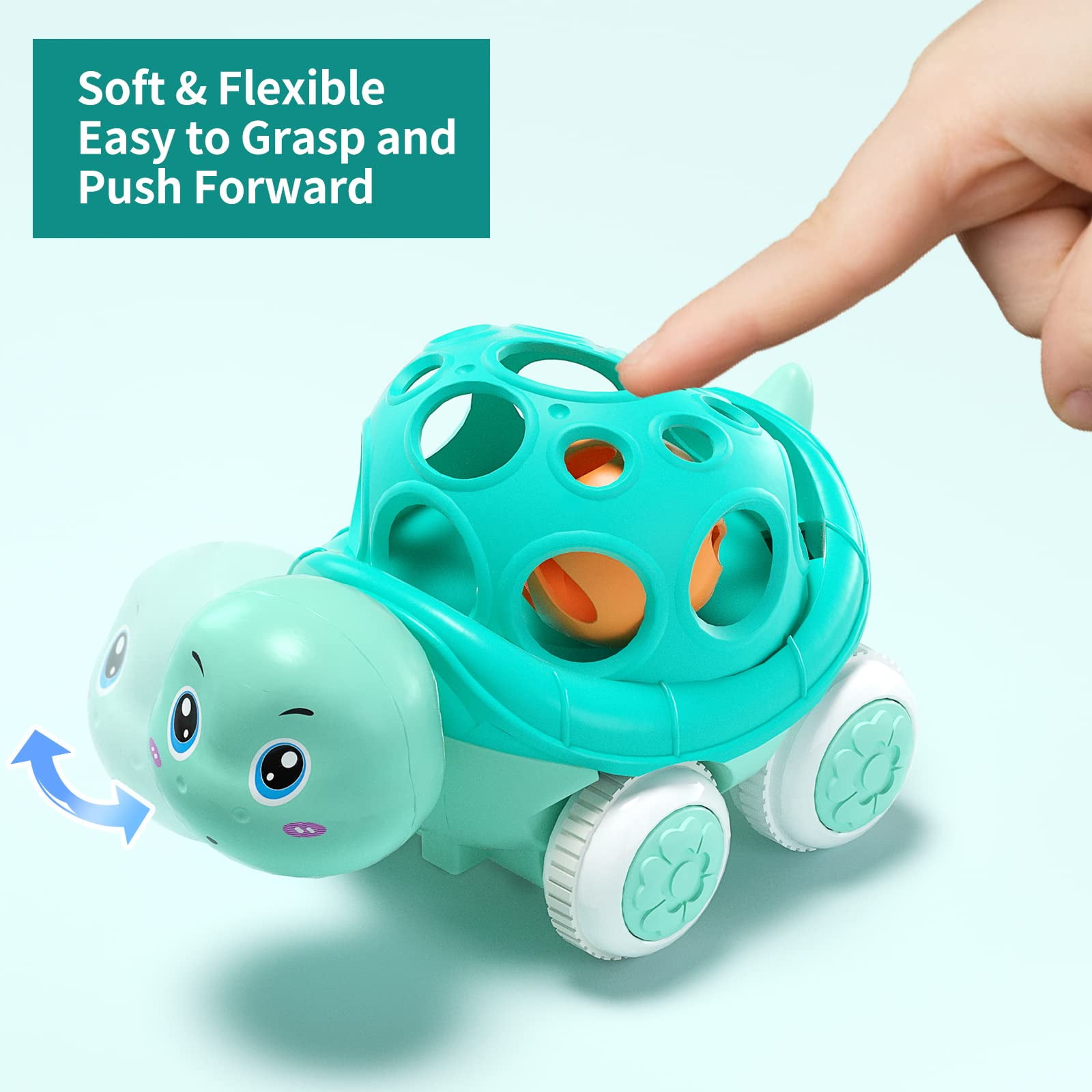 Fixdono Interactive Toddler Toy Cars, Educational Push and Go Vehicle Set for Boys and Girls (Blue, 4 in) 8iawy