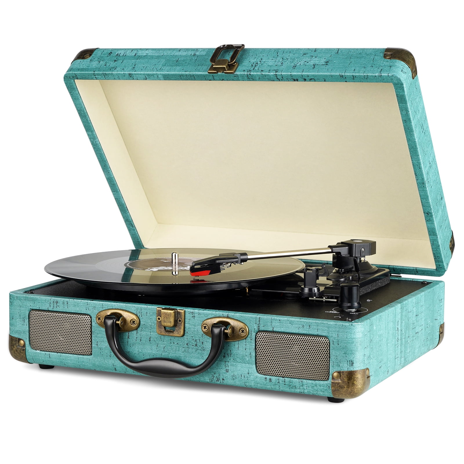DIGITNOW Vintage 3-Speed Bluetooth Vinyl Turntable with Stereo Speakers (Blue, 13.8 in x 10.2 in x 4.7 in) p58cj