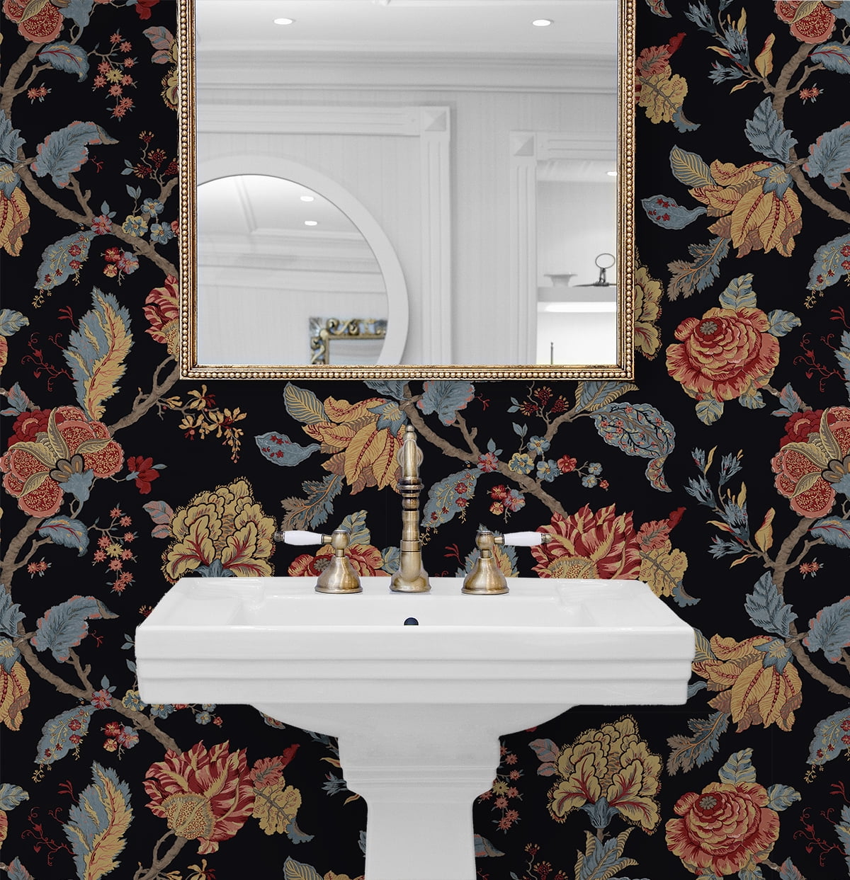 NextWall Kianna Jacobean Peel and Stick Wallpaper (Ebony, 20.5 in. W x 18 ft. L) r9heq