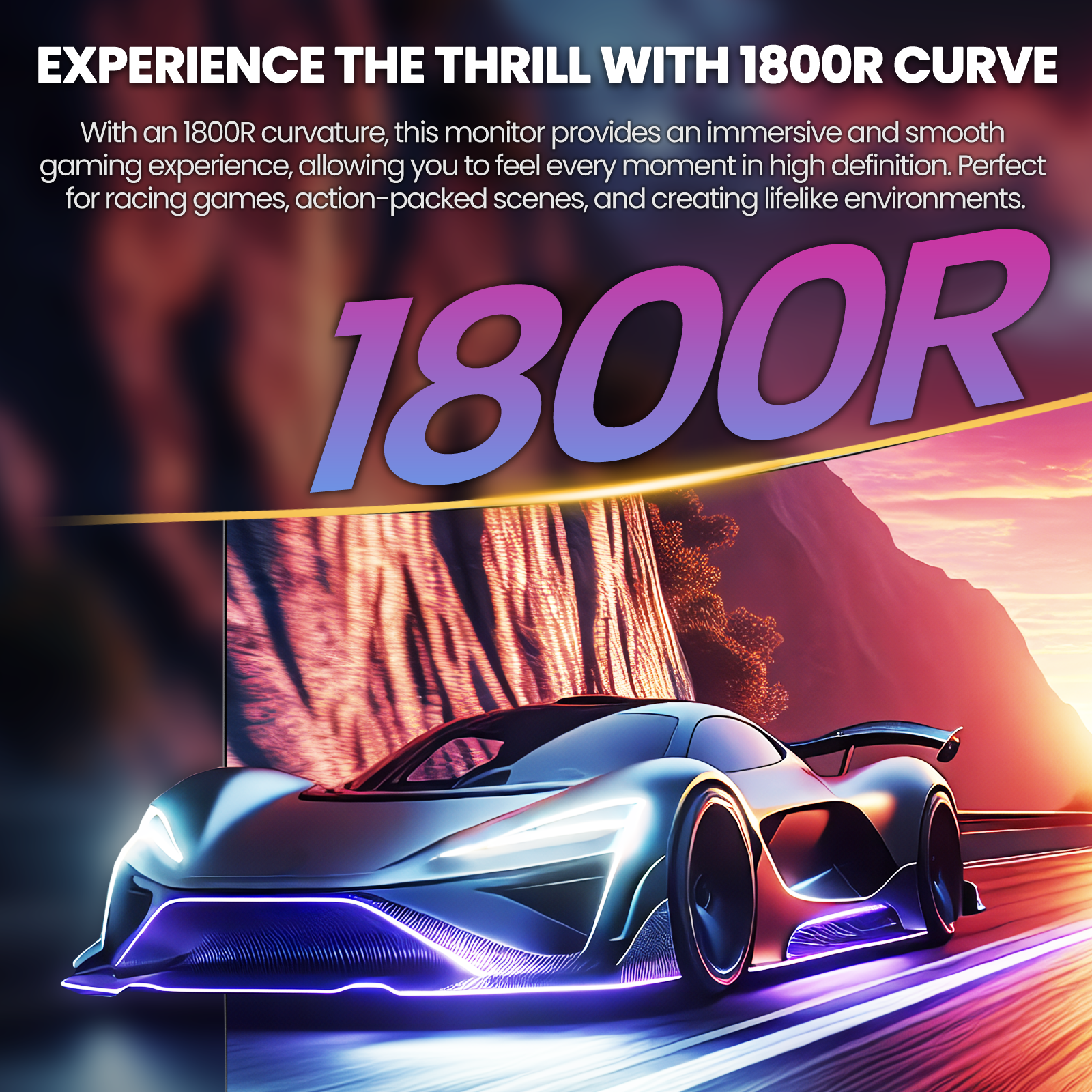 CRUA 27 in 2K 260Hz Curved Gaming Monitor, QHD 1440P, 1800R, AMD FreeSync, Built-in Speakers (Black, 27 in) 14mhq