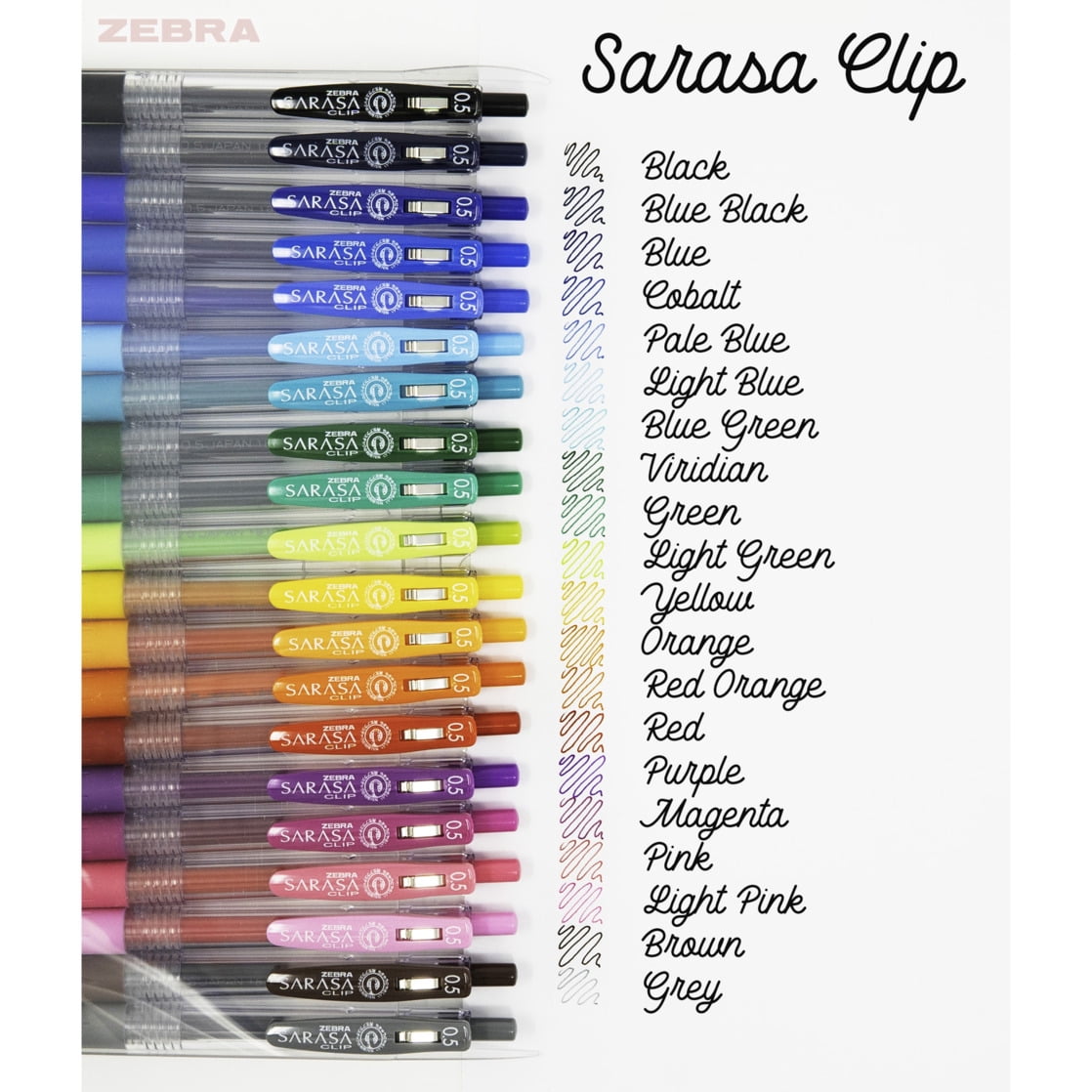 Zebra Sarasa Clip Retractable Gel Ink Pens (Assorted Colors, 20-Pack) xsn0c