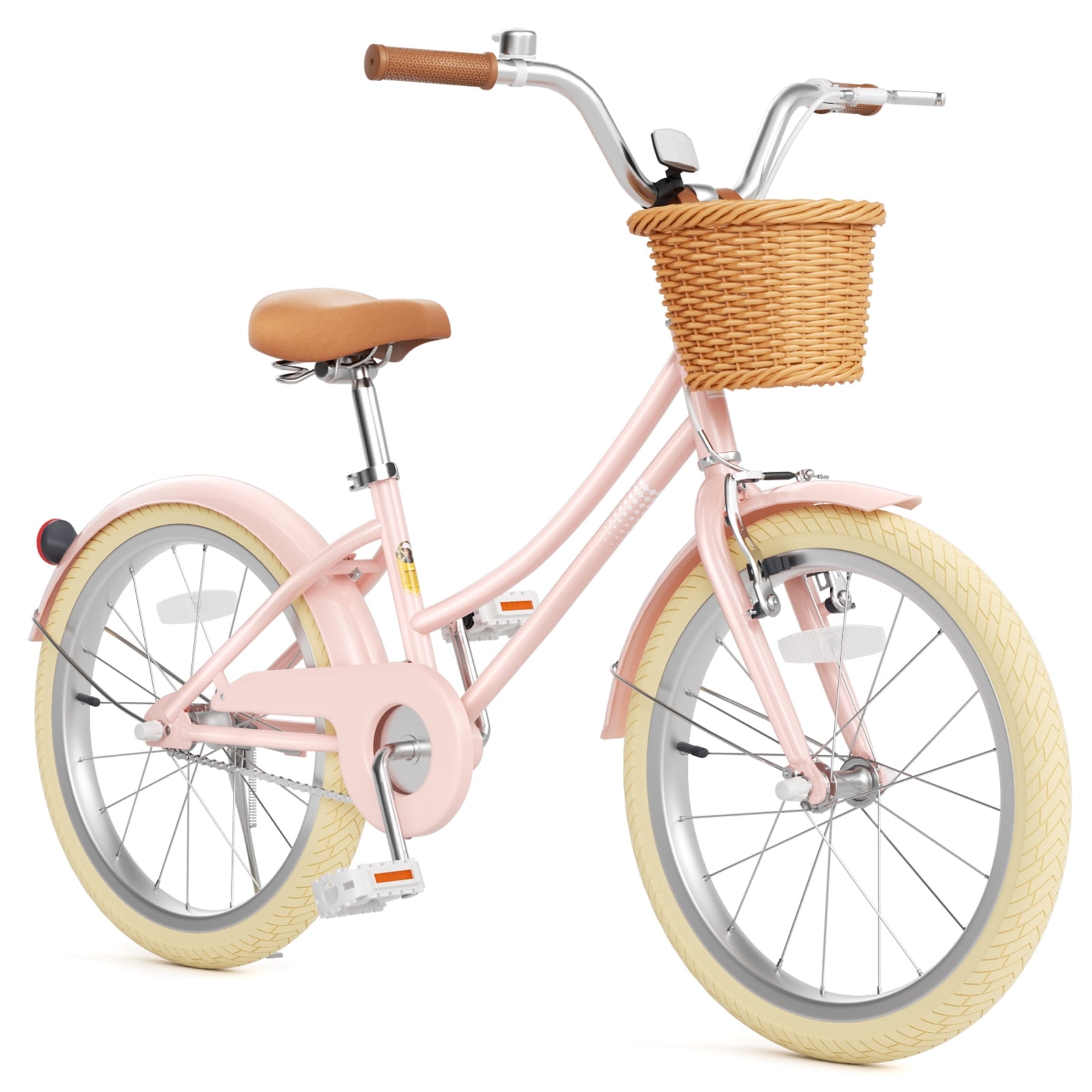 XJD 20 Inch Girls Bicycle with Basket and Kickstand (Pink, 20 in) vss94
