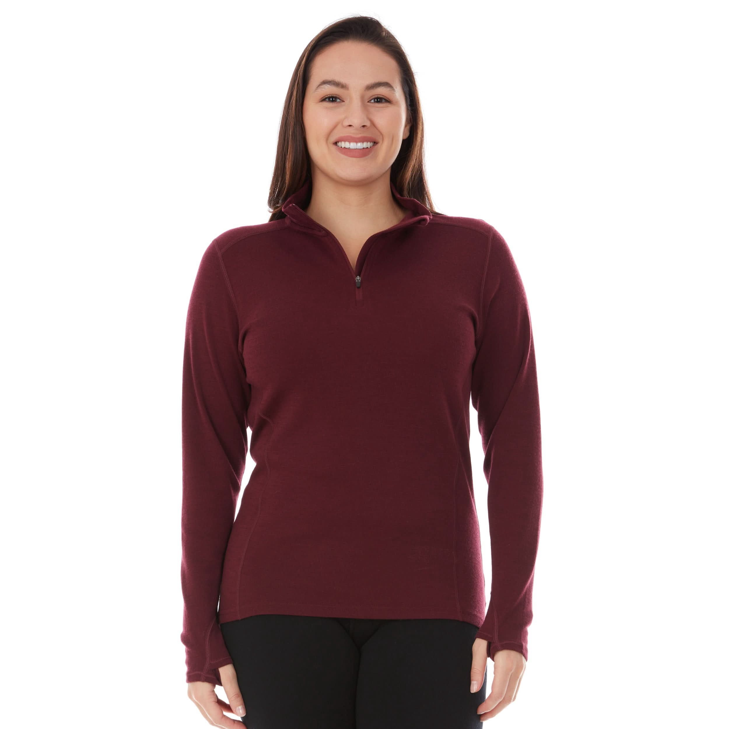 Minus33 Women's Merino Wool 1/4 Zip Midweight Base Layer (Black, Medium) hgpaf