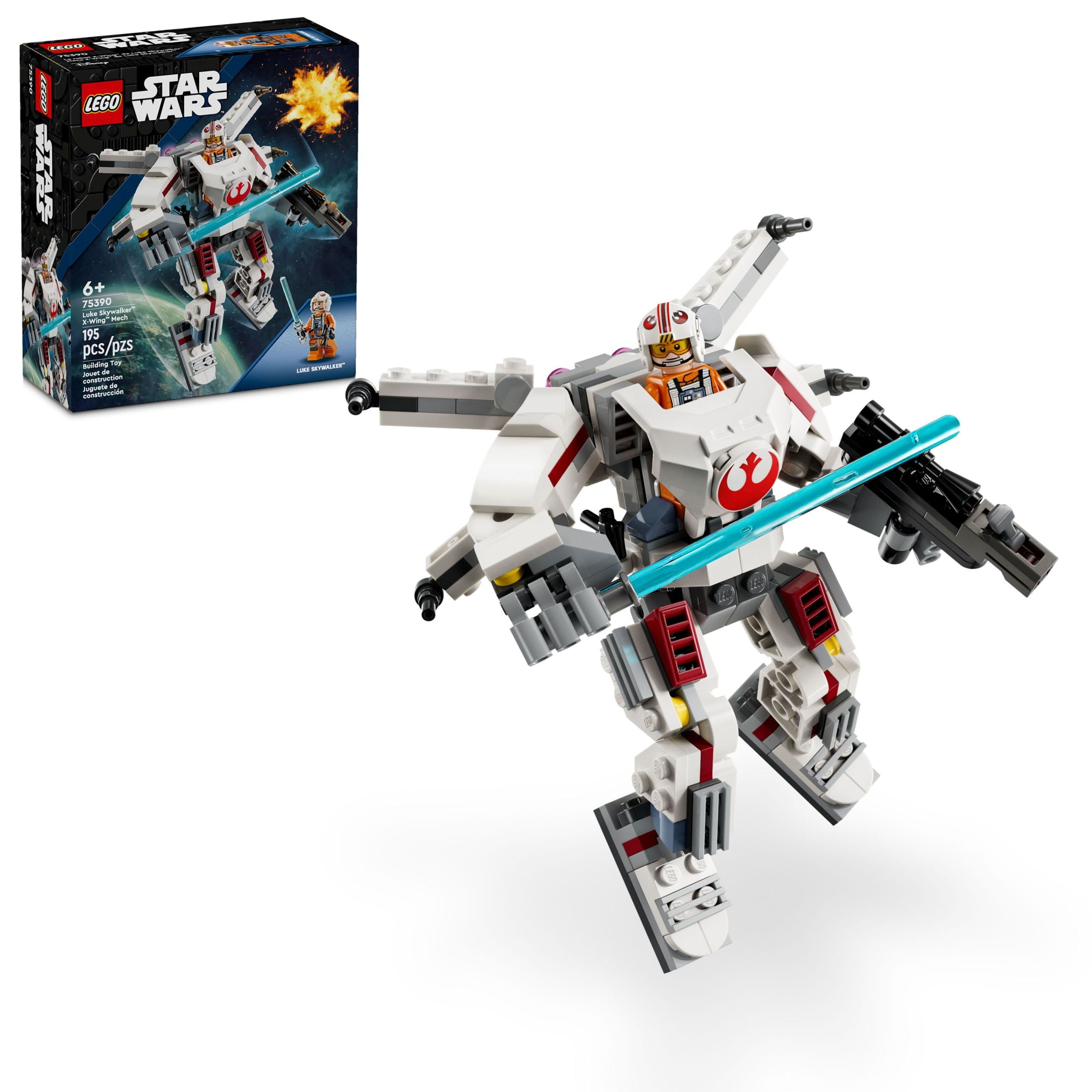 LEGO Star Wars Luke Skywalker X-Wing Mech Building Set, Posable Action Figure Toy (75390) prato