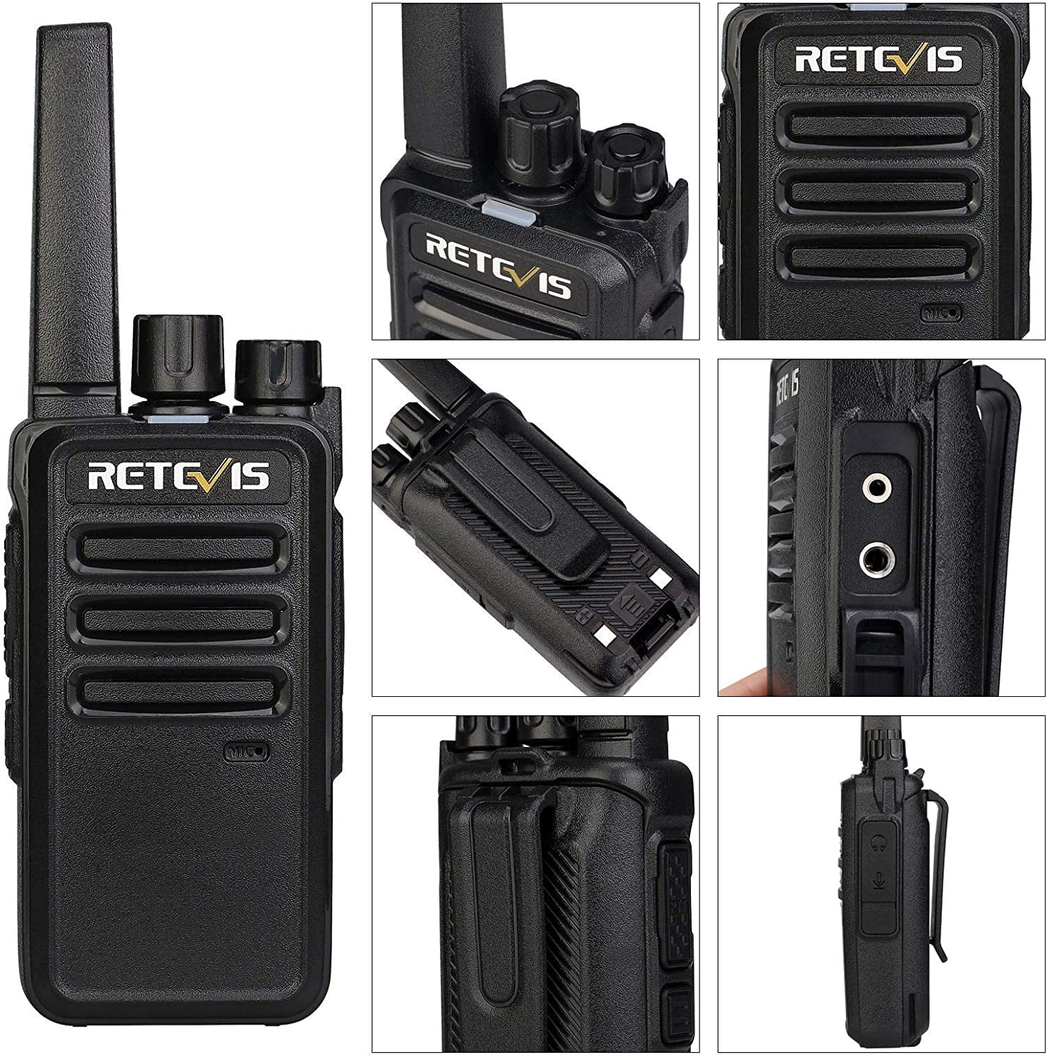 Retekess RT68 Two-Way Radios Long Range Walkie Talkies with Earpiece and Charging Base (10 Pack) vo4vc
