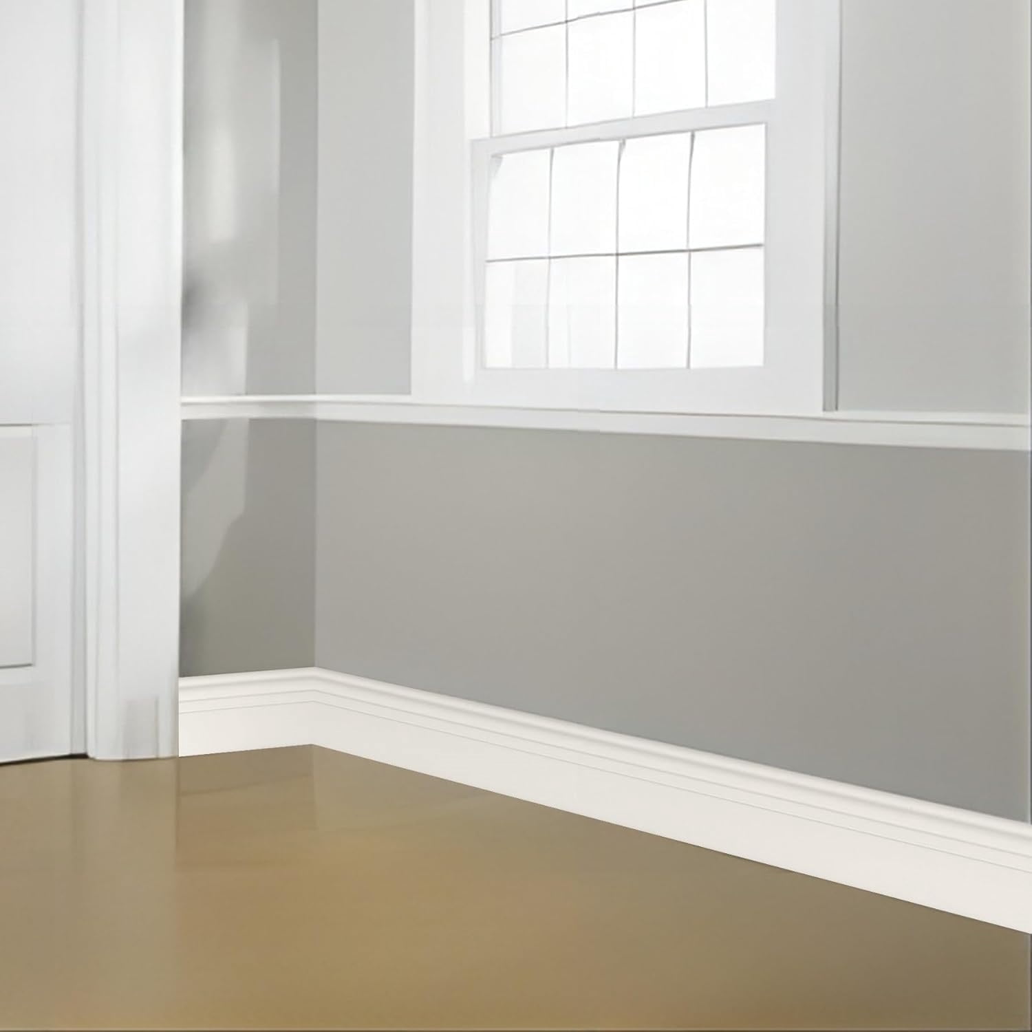 Bexikou Flexible Baseboard Trim, Self-Adhesive Wall Molding for Floor and Corner Protection (White, 16.4 ft x 4.9 in) 8k2hb