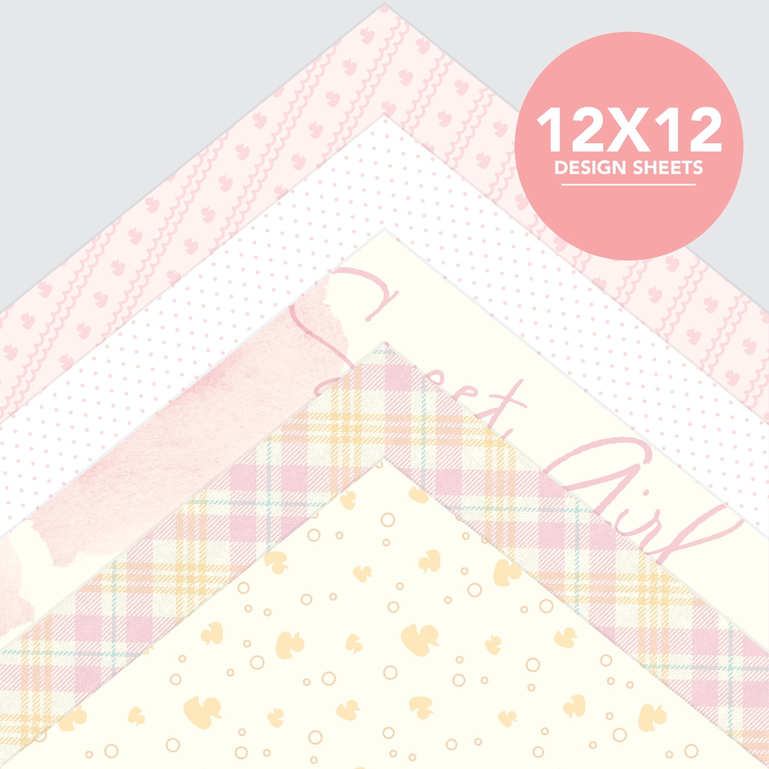 Roobee by Mara Mi Baby Girl Scrapbook Paper Decorative Cardstock for DIY Crafts and Invitations (Multi-Color, 12 in x 12 in, 50 Sheets) r5bg1