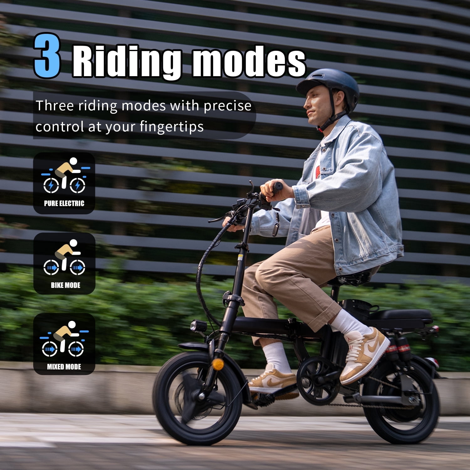 ASKGO Electric Bike for Adults, 500W Folding E-Bike with 48V Removable Battery, UL 2849 Certified Commuter Bicycle (Black, 14 in) 74aem