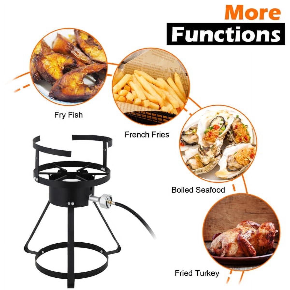 AMEEL Outdoor Gas Fryer Cooking Station with 30qt and 10qt Pots (Black, 13 in x 32 in) o1q1e