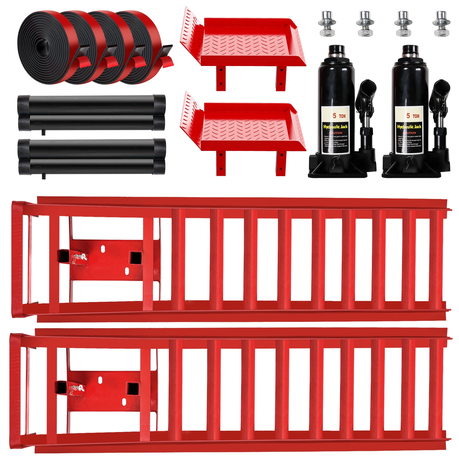 Lafati Hydraulic Car Ramps Heavy-Duty Vehicle Lift Set (Red, 10000 lb) ughmu