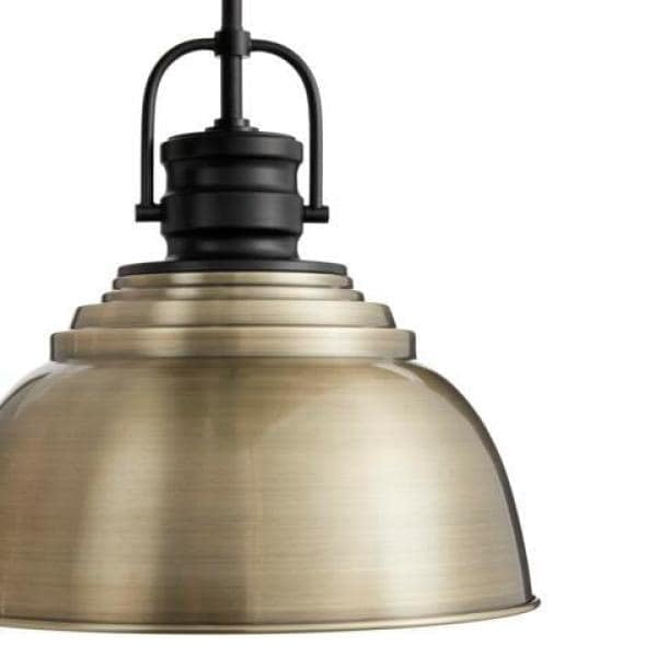 Home Decorators Collection Shelston Farmhouse Pendant Light Fixture, Antique Gold and Black Metal Shade (13 in. Diameter) 53jr2